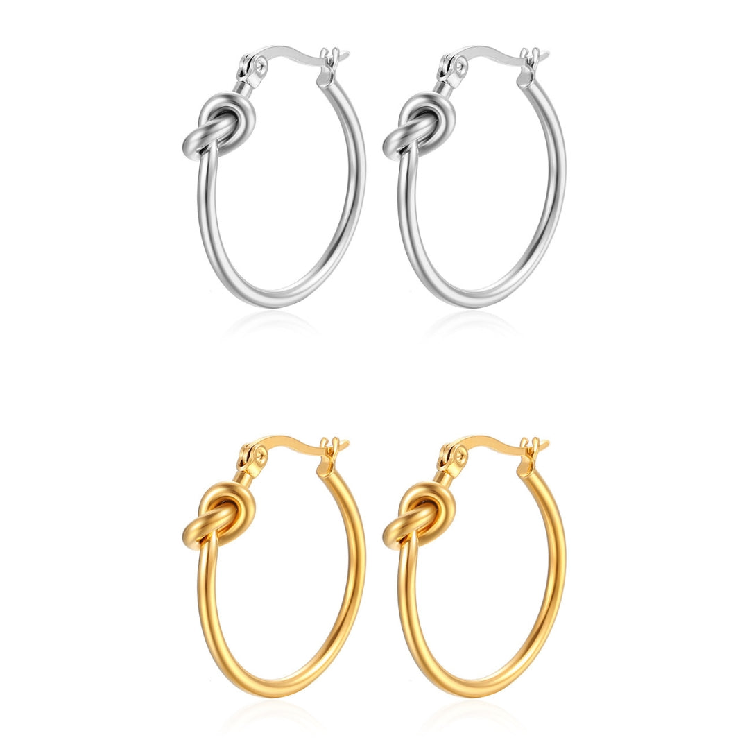 Elegant Gold Knot Hoop Earrings for Women - Minimalist Everyday Jewelry Gift | Perfect for Daily Wear, Office, and Special Occasions