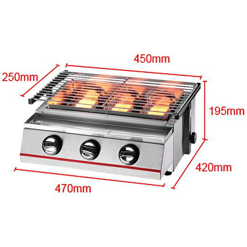 DYRABREST Commercial Smokeless Indoor Grill - Stainless Steel Gas Grill for Home Use with Drip Tray & Annular Heating Tube - Perfect for Apartment BBQ, Kitchen Cooking, and Smoke-Free Grilling (Style 2)