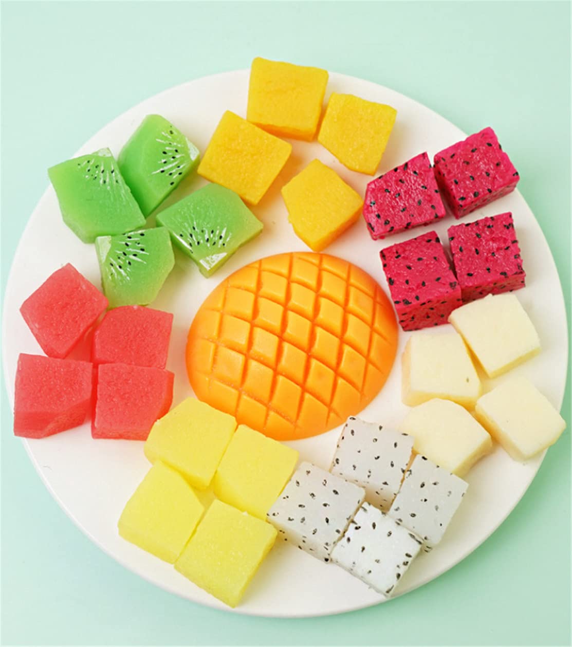 29Pcs Realistic Fake Artificial Dragon Fruit Kiwi Watermelon Mango Slices - Simulation Fruit Model Decor for Home, Kitchen, Party & Wedding Decoration - Perfect for Table Centerpieces, Photography Props, and DIY Crafts