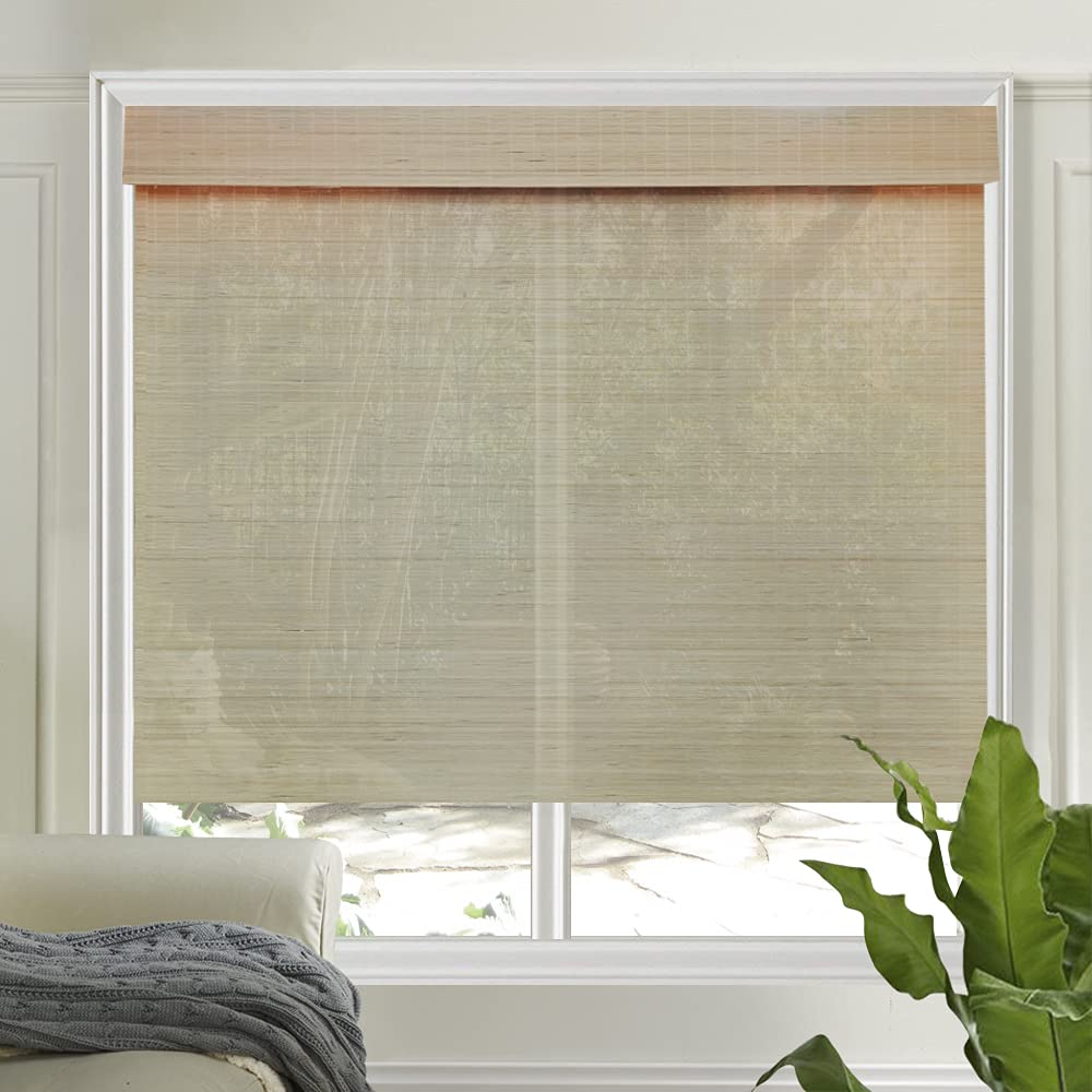 Letau Cordless Bamboo Roman Shades - Light Filtering Wood Window Blinds for Home, Kitchen & Office | Easy Operation & Stylish Privacy Solution | Perfect for Living Rooms, Bedrooms & Workspaces