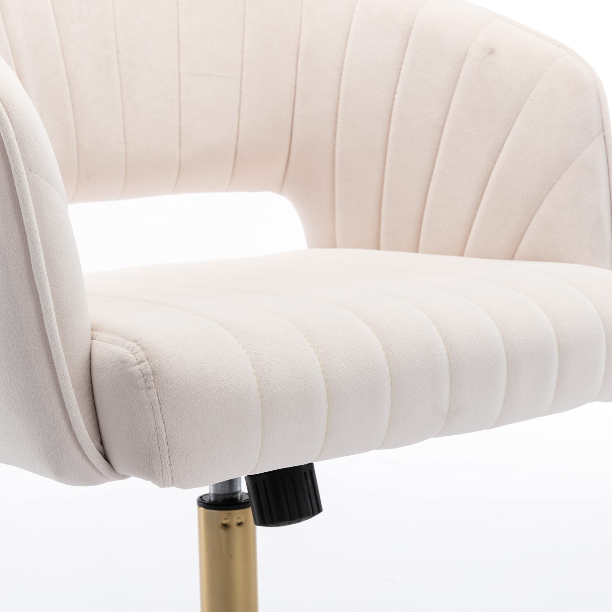 Velvet Ergonomic Office Chair - Adjustable Swivel Task Chair with Arms, Wheels & Metal Base - Comfortable Upholstered Computer Desk Chair for Home Office, Gaming & Makeup Station - Beige Velvet Decorative Chair (Perfect for Small Spaces & Work From Home)