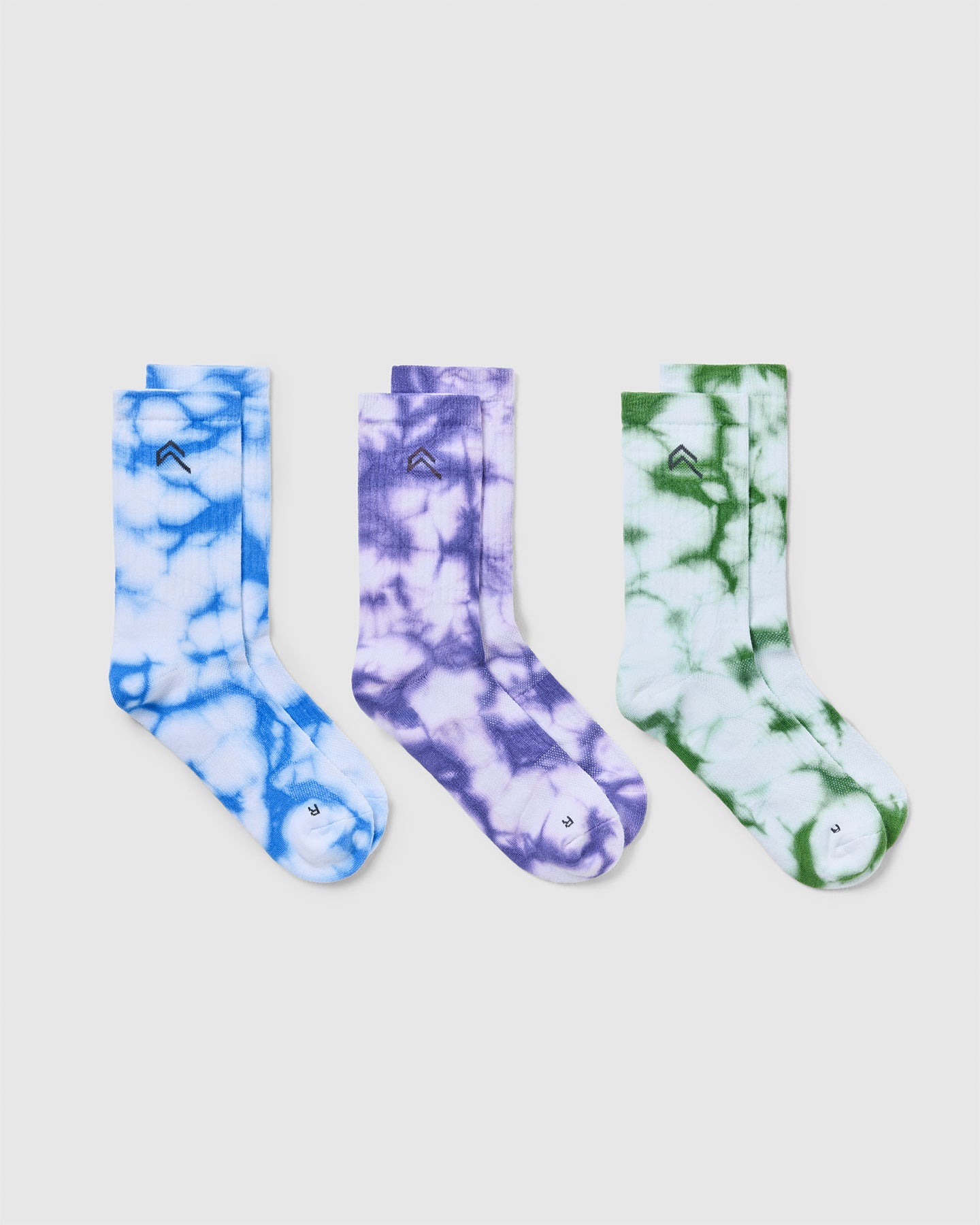 Tie Dye Crew Socks for Women & Men - Soft Cotton Colorful Striped Ankle Socks (Glaucous Blue/Iced Green/Iris Purple) - Perfect for Yoga, Running, Gym & Casual Wear