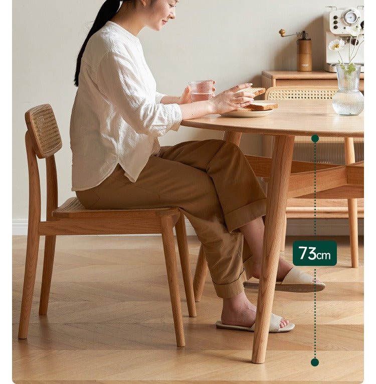 Solid Oak Wood Round Dining Table - Natural Finish, Durable & Stylish for Kitchen, Dining Room, or Outdoor Patio Use