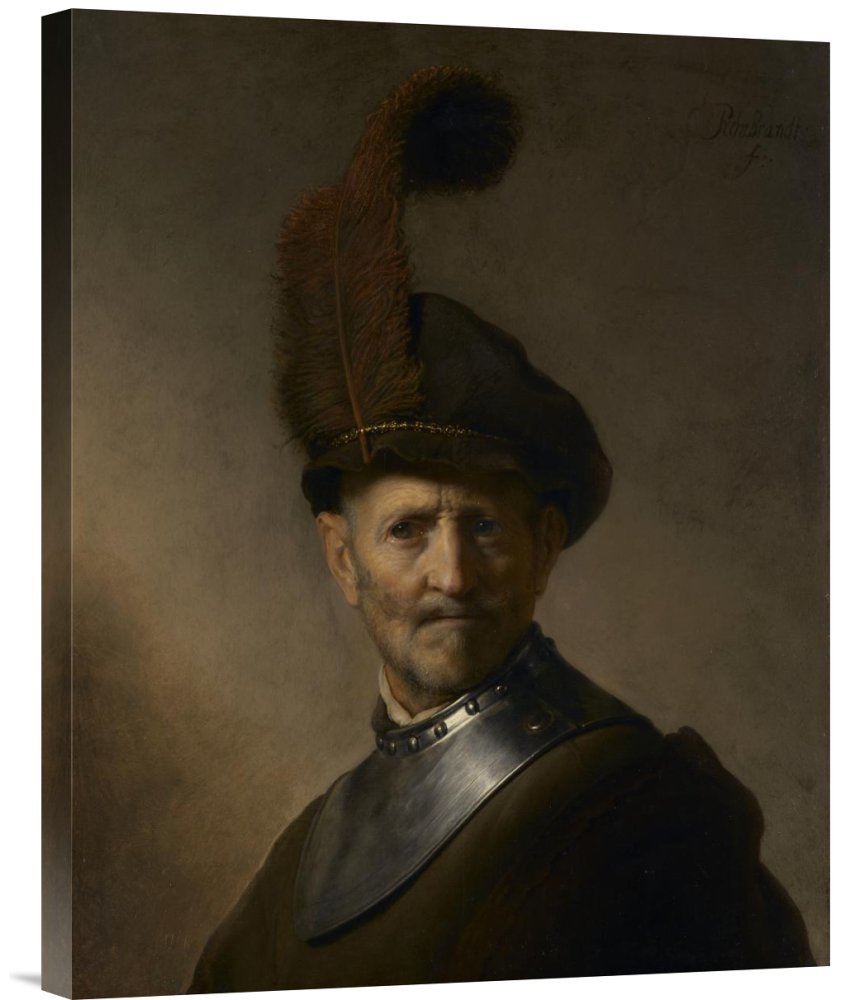 Rembrandt Van Rijn Old Man in Military Costume Canvas Wall Art Print - Museum Quality Giclee Reproduction - Perfect for Living Room, Office & Home Decor