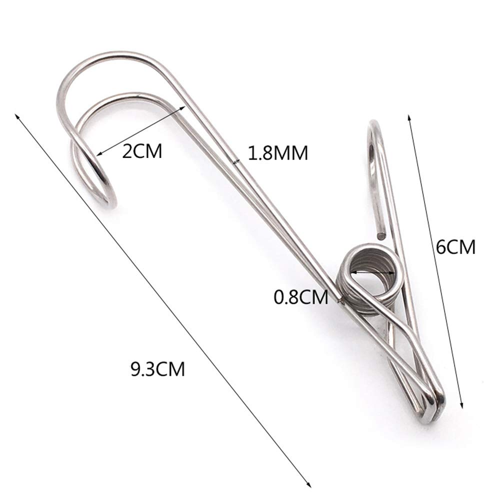 20pcs Stainless Steel Clips with Hooks - Multi-Purpose Kitchen, Laundry & Organizing Clips for Clothes Rack, Drying, Crafting & Home Storage - Durable Metal Wire Clips for Hanging & Fixing