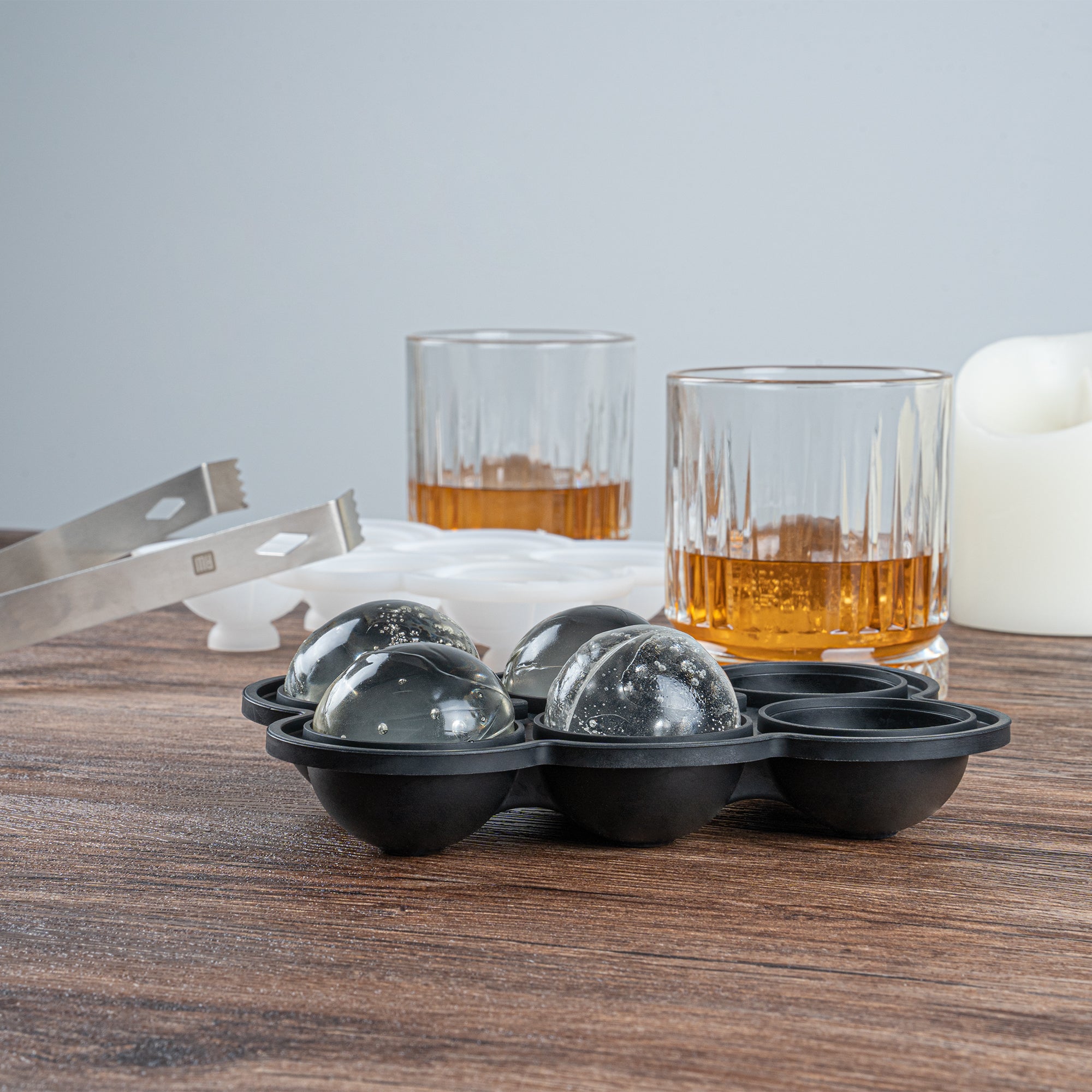Premium Black Silicone Ice Cube Mold - 6 Large 1.75