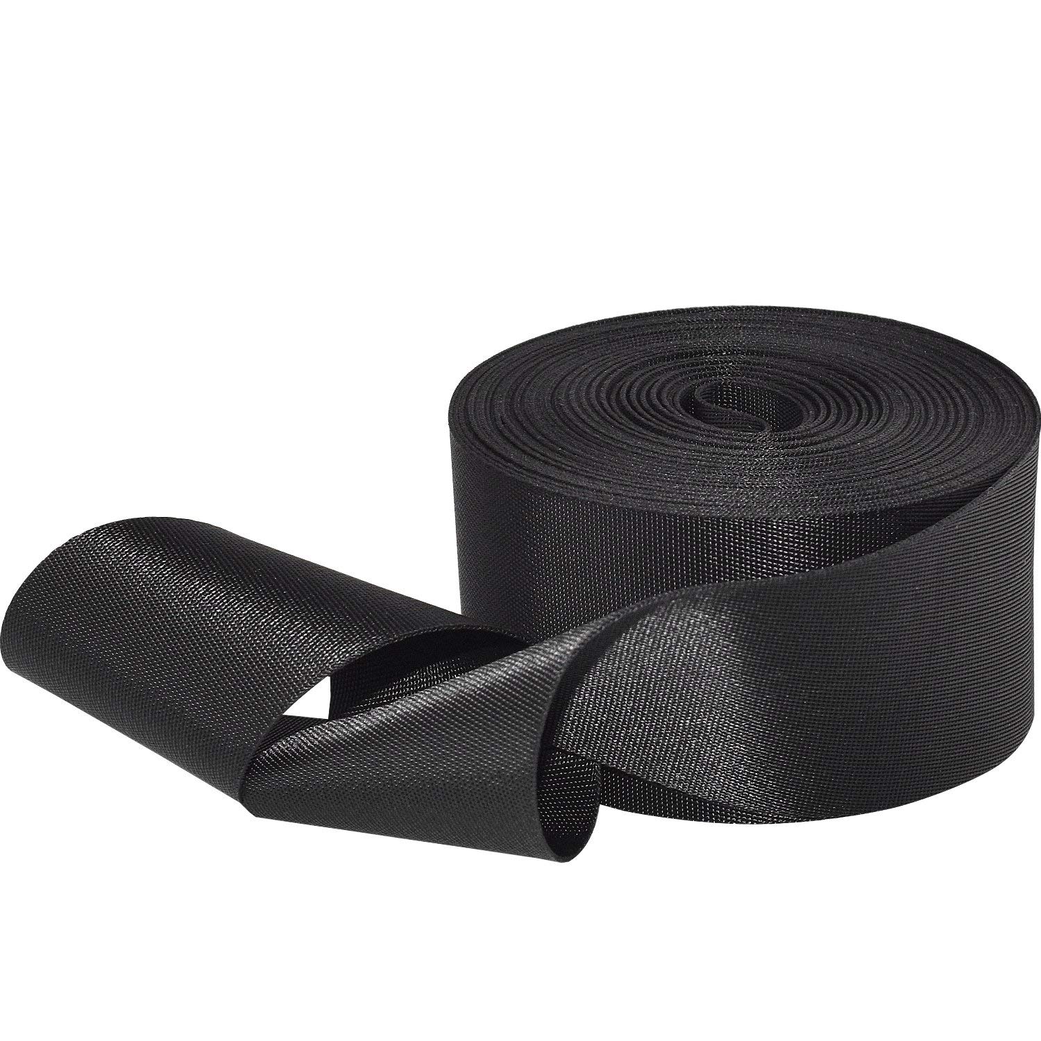 2 Inch Wide Flat Nylon Webbing - 10 Yards Roll (Black) for DIY Luggage Straps, Dog Leashes, Lawn Chairs, Hammocks, Towing & Outdoor Gear - Perfect for Camping, Furniture Repair & Craft Projects