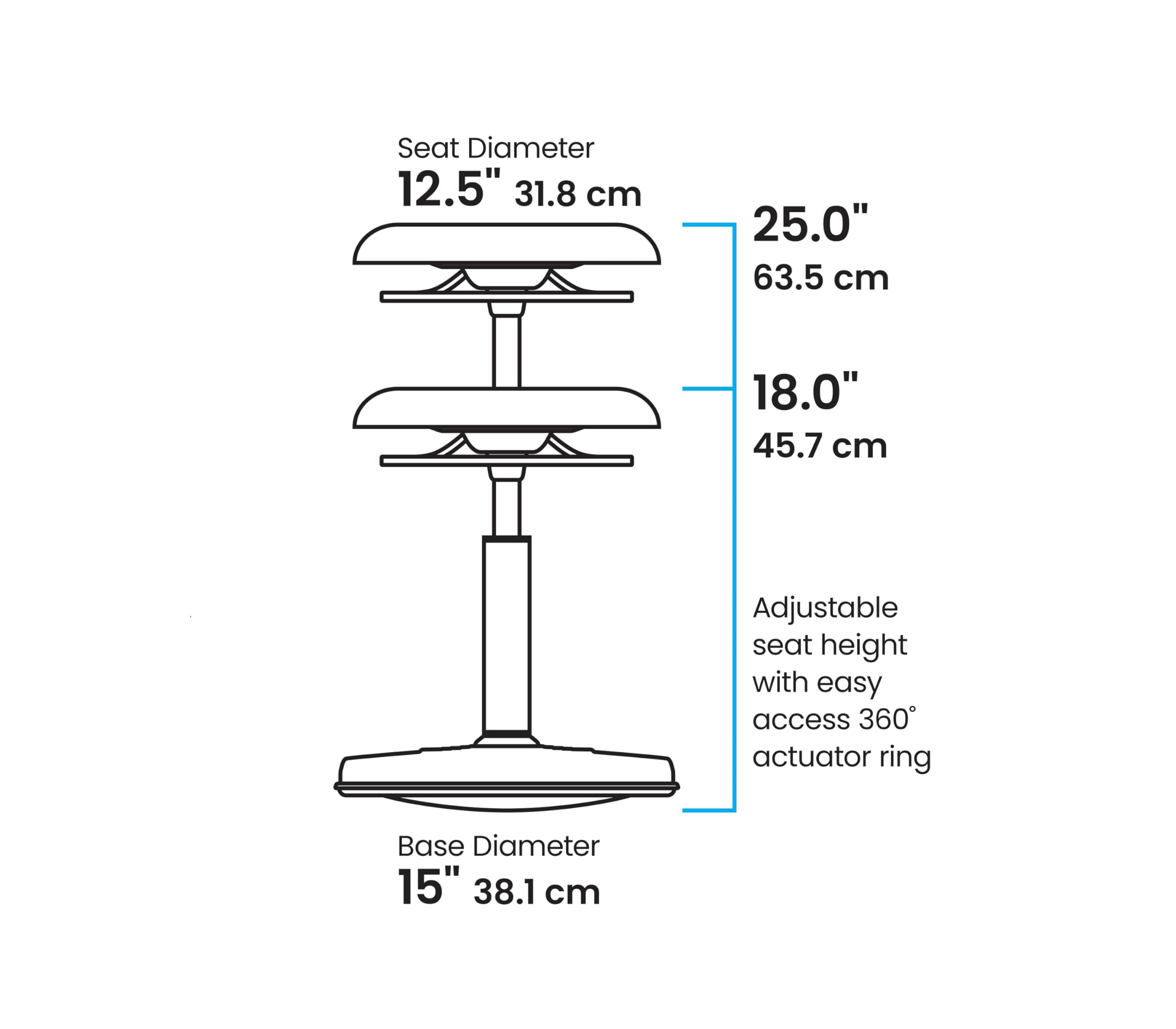 Ergonomic Wobble Chair for Teens & College Students - Adjustable Office Stool with Comfortable Rubber Seat (18-25