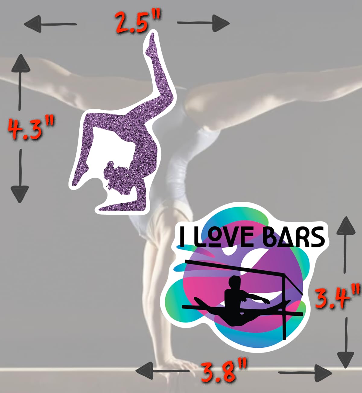 Gymnastics Stickers for Girls - Waterproof Vinyl Decals for Laptop, Water Bottle & More | Perfect Gymnastics Gifts for Athletes | Ideal for Sports Gear, School Supplies & Party Favors