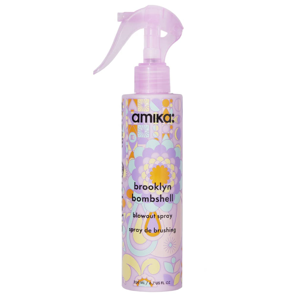 Amika Bombshell Blowout Spray 6.7 oz | Heat Protectant & Volumizing Hair Spray for Frizz Control & Shine | Perfect for Salon-Quality Blowouts at Home