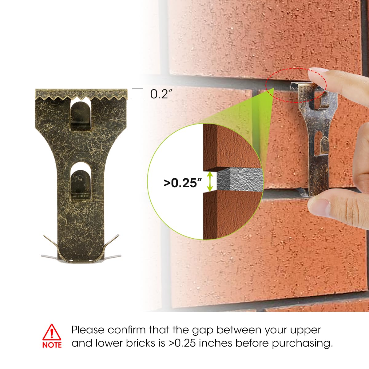 AIEVE 10 Pack No Drill Brick Wall Hooks - Heavy Duty Brick Clips for Hanging Outdoor Decor (Fits 2-1/4