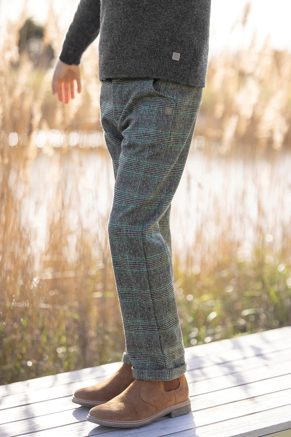 Stylish Houndstooth Green Pants for Women - Tartine Et Chocolat Fashion | Perfect for Office Wear, Casual Outings & Holiday Outfits