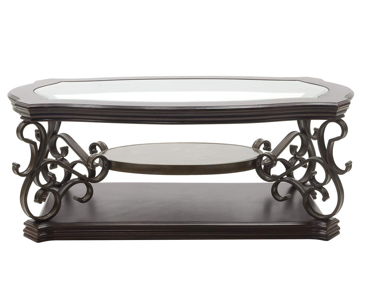 Luxury Glass Top Coffee Table with Storage Shelf - Modern Living Room Cocktail Table, End Table & Center Table - Sturdy Metal Legs & Wood/Marble Paper Shelf - Perfect for Small Spaces, Apartments & Home Decor