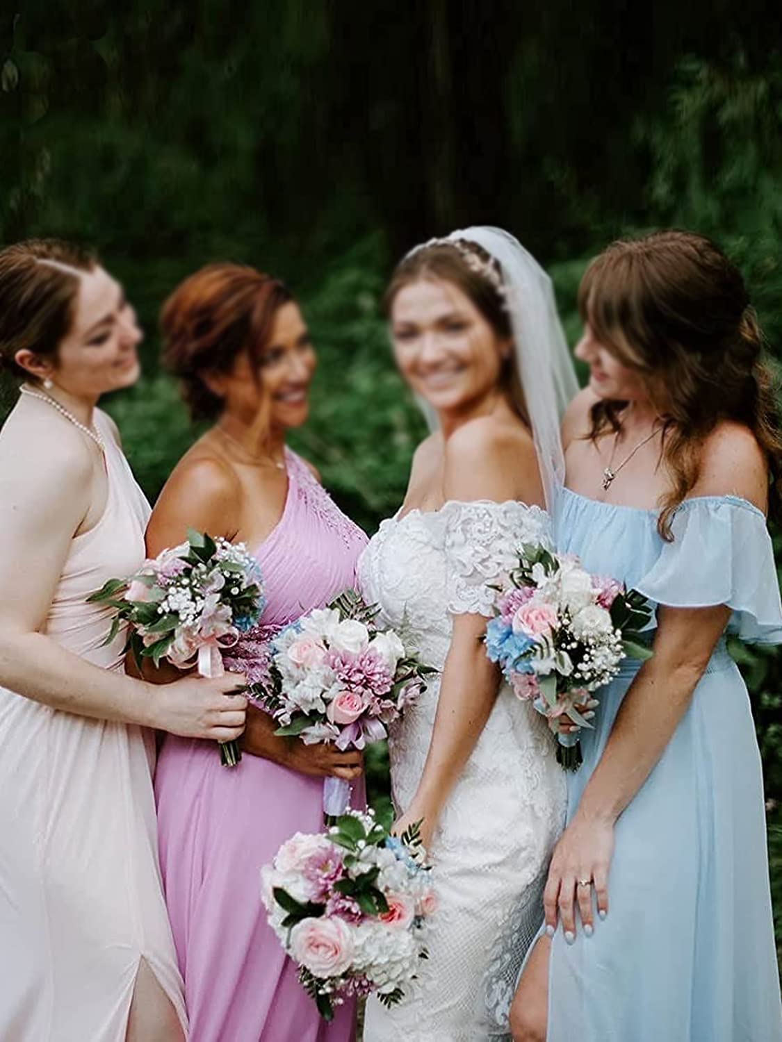 Elegant Off Shoulder Slit Bridesmaid Dresses - Long Ruffles A-Line Chiffon Formal Prom Gowns for Weddings & Special Occasions (Lavender, Plus Size 16) - Perfect for Wedding Parties, Evening Galas & Formal Events
