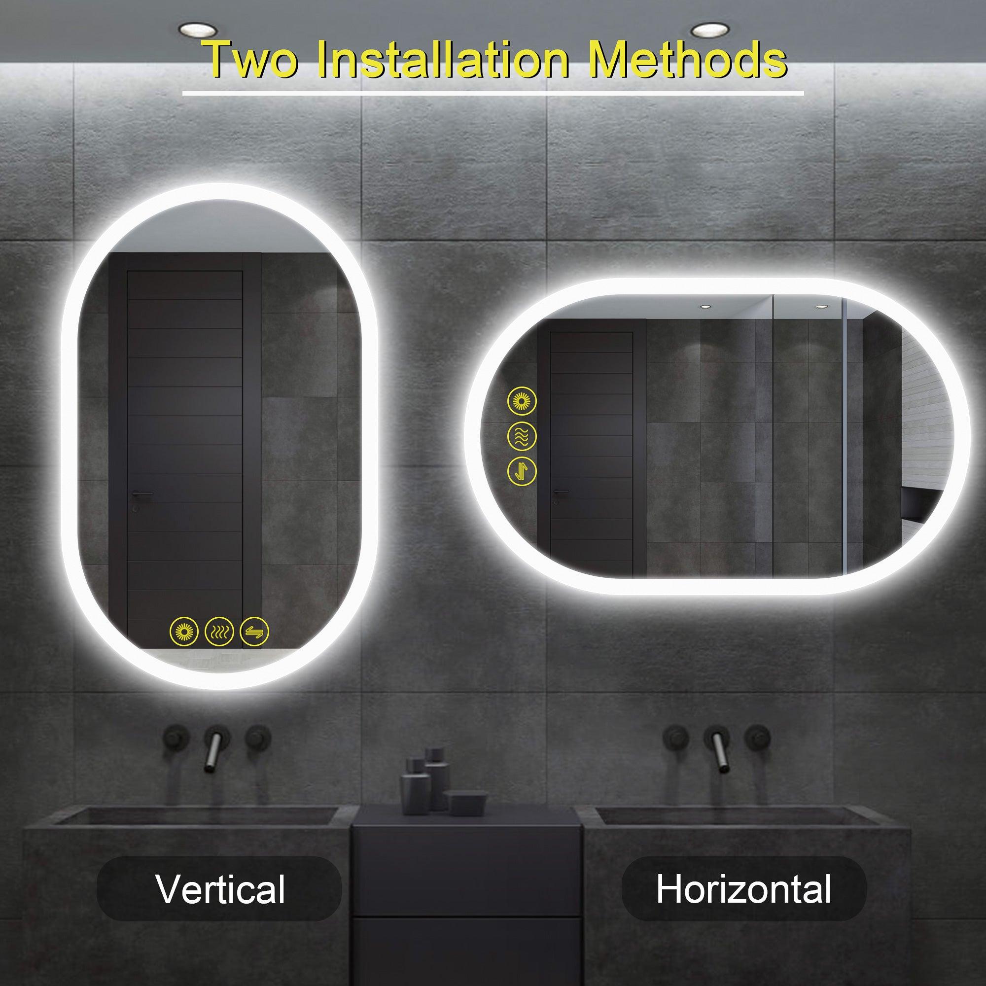BrightView Oval Frameless LED Anti-Fog Dimmable Bathroom Vanity Mirror - Perfect for Makeup, Shaving & Home Decor - Waterproof & Energy-Efficient Lighting Solution