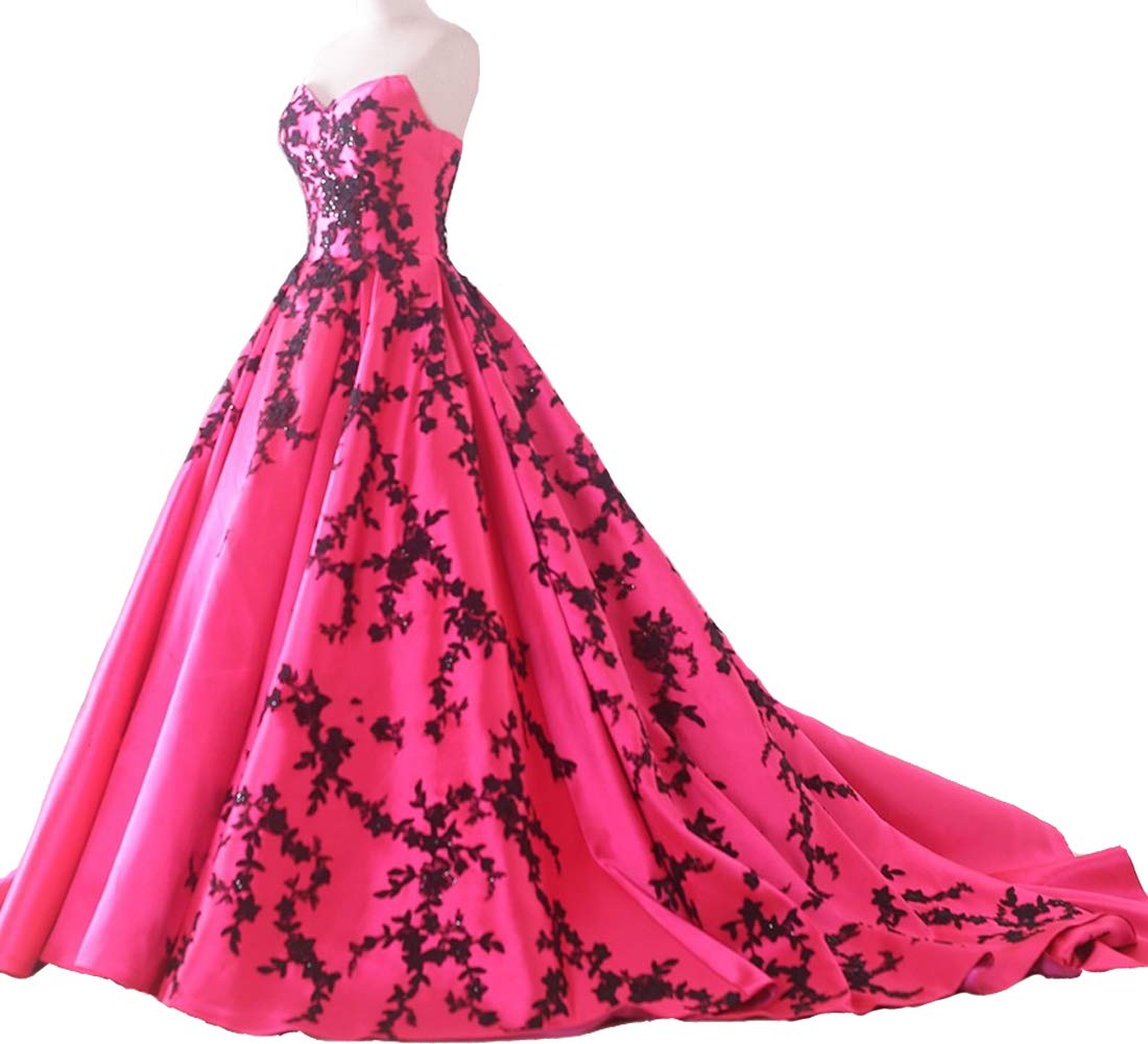 Gothic Black Satin Lace V-Neck A-Line Long Prom Corset Wedding Dress - Black & Yellow (Size 6) | Elegant Formal Gown for Evening Parties, Homecoming, and Special Occasions
