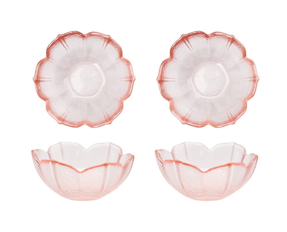 Mozacona 4-Piece Glass Flower Appetizer Plates - Elegant Small Serving Dishes for Dips, Sauces, Seasonings - Perfect for Parties, Weddings, and Home Entertaining