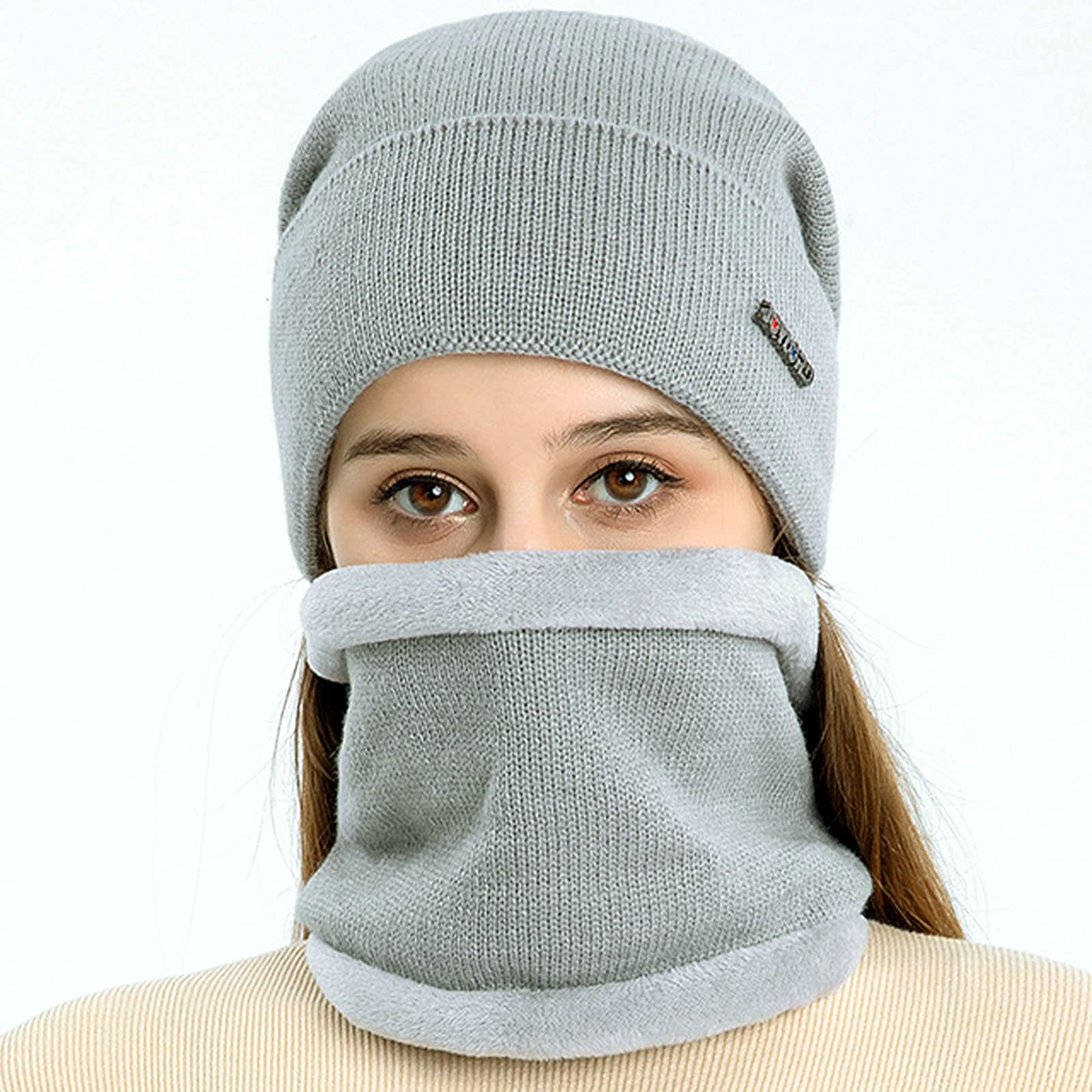 Warm Winter Hats and Scarf Set - Fleece Lined Knit Beanie & Neck Warmer for Men & Women | Cold Weather Accessories for Outdoor Activities