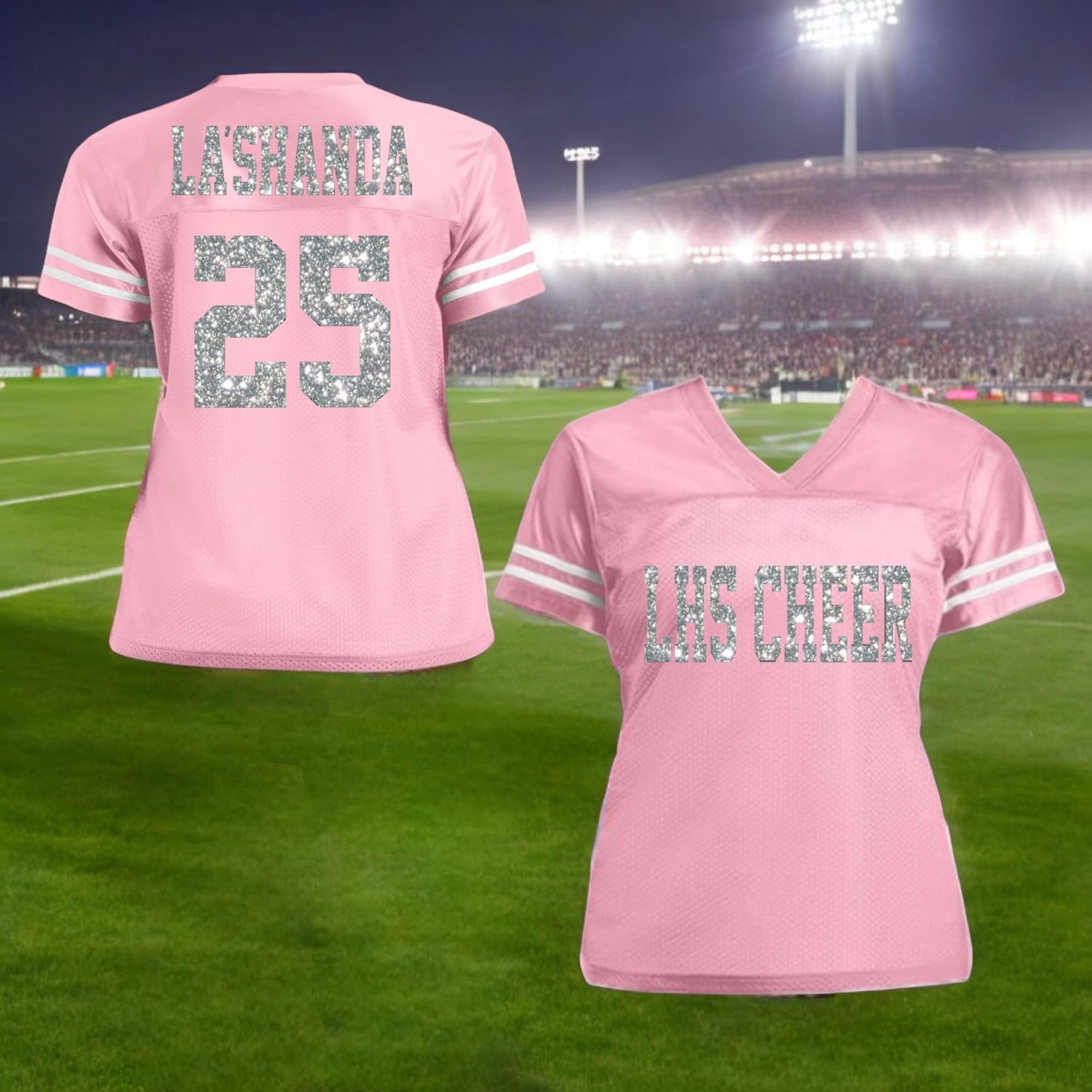 Customizable Glitter Football Jersey Shirt - Royal Blue & White Team Uniform for Sports Games, Fan Events & Cosplay