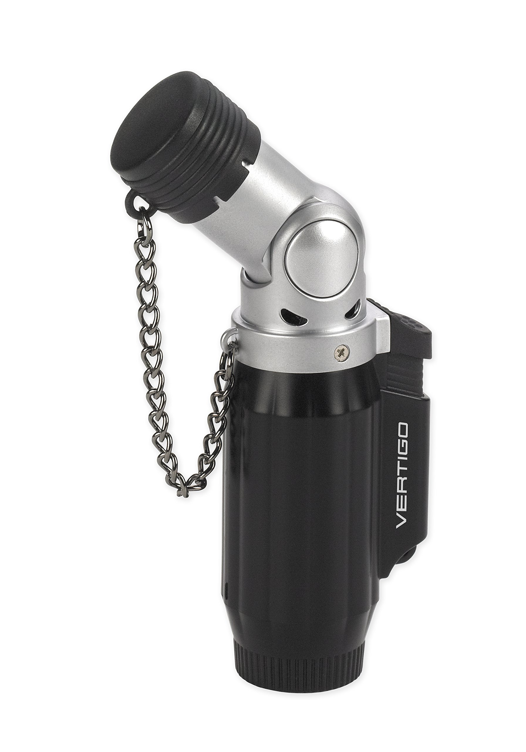 Vertigo Intimidator Quadruple Flame Torch Lighter - Black & Chrome Windproof Butane Lighter for Cigars, Candles & Outdoor Use | High Performance by Integral/Lotus