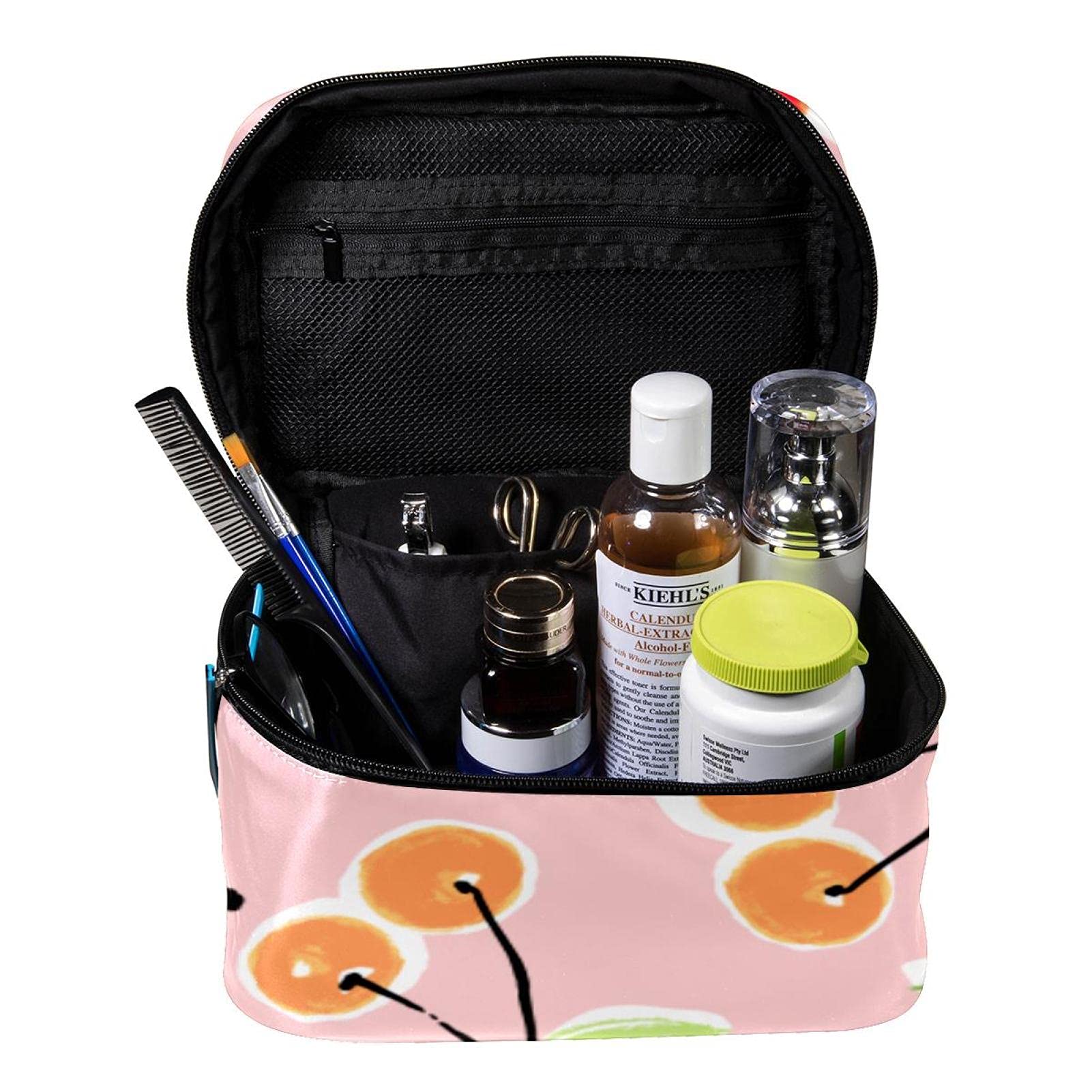 Handmade Cherry Blossom Travel Makeup Bag - Large Cosmetic Organizer with Zipper for Women & Girls | Perfect for Vacation, Gym, and Daily Essentials Storage