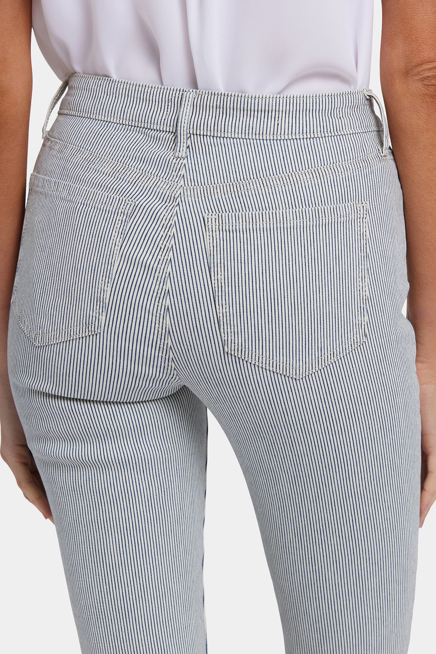 Chloe Skinny Capri Jeans for Women - Luarca Stripe Stretch Denim Pants | Casual Summer Outfits & Beach Wear