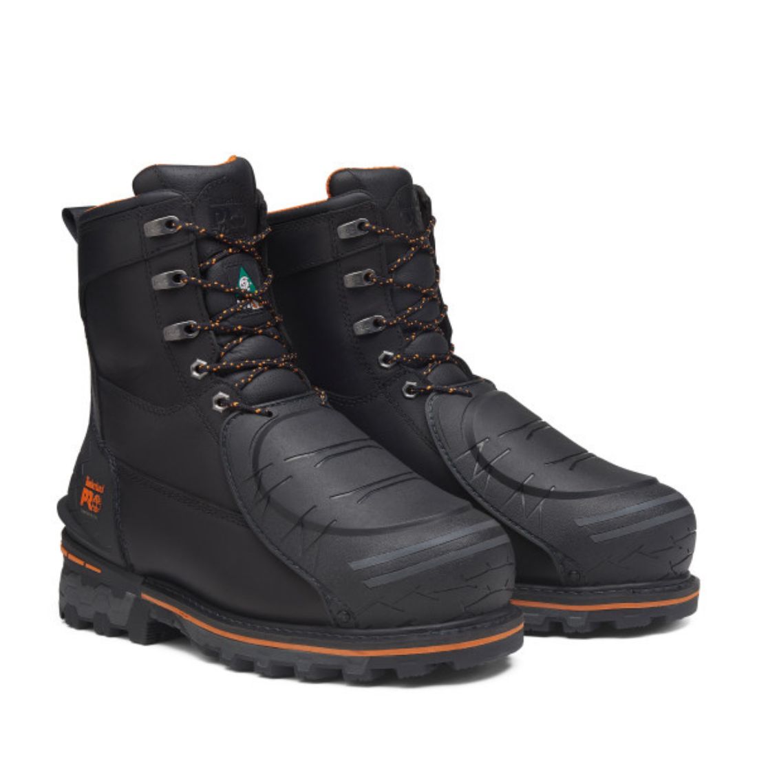 Timberland PRO Boondock Men's 8 Inch Waterproof Composite Toe Work Boots with MET Guard - TB0A66G7EDW Black | Slip Resistant Safety Shoes for Construction, Warehouse & Outdoor Work
