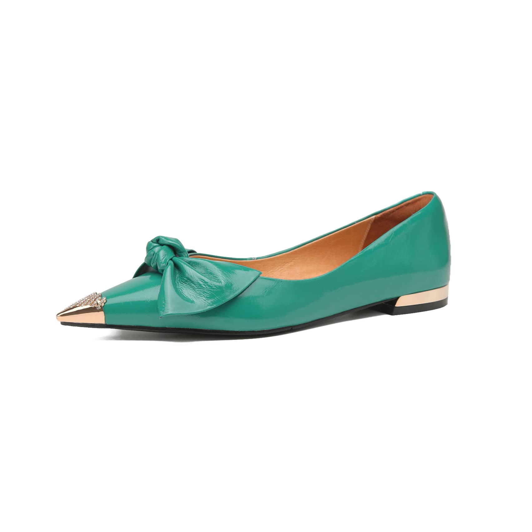 TinaCus Women's Handmade Patent Leather Slip-On Loafers - Cute Bowtie & Cap-Toe Flat Shoes for Work, Office & Casual Wear