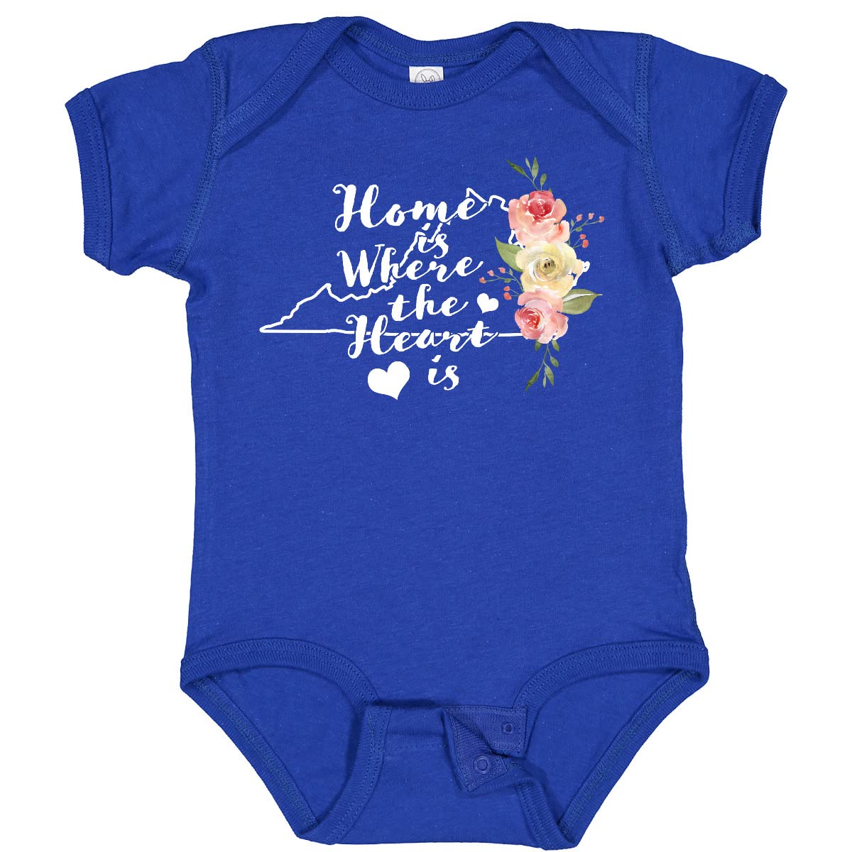 Inktastic Virginia Home is Where The Heart is Watercolor Baby Bodysuit - Soft Cute Onesie for Newborns, Infants & Toddlers - Perfect for Family Photos, Holidays & Everyday Wear