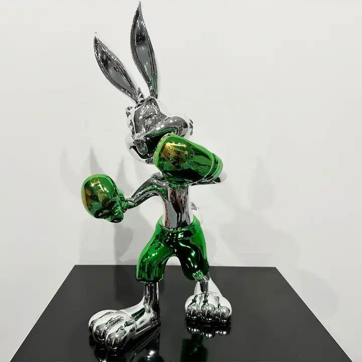 Silver Electroplated Bugs Bunny Collectible Statue - Perfect for Warner Bros Fans, Home Decor, and Gift Giving