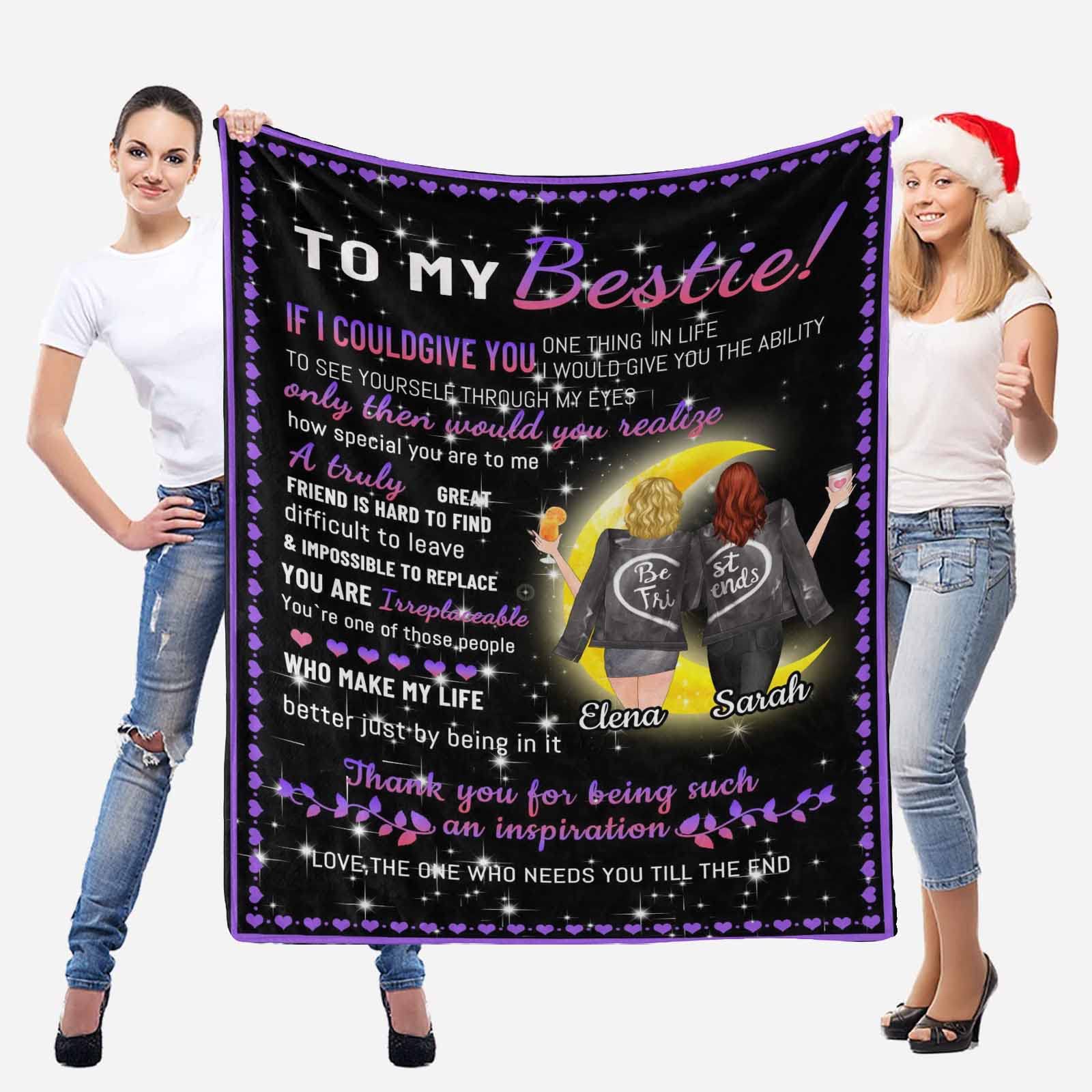 Custom Best Friend Blanket - Personalized 40x50 Inch Soft Fleece Throw for Women | Bestie Birthday Gift, BFF Present, Long Distance Friendship Keepsake | Perfect for Cozy Nights, Movie Time & Soul Sister Surprises