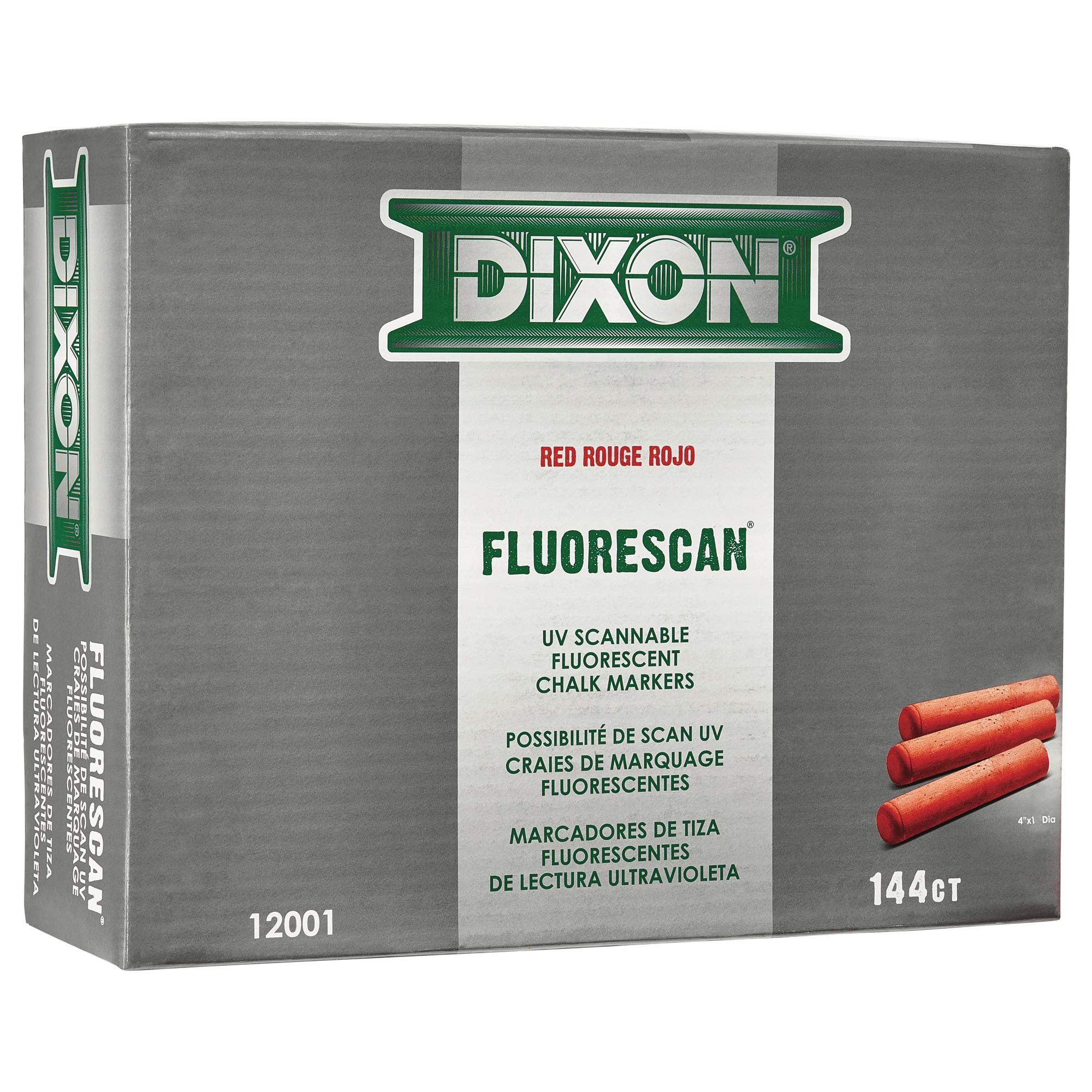 Dixon Industrial Fluorescan Tapered Chalk - 144 Pack (4 x 1