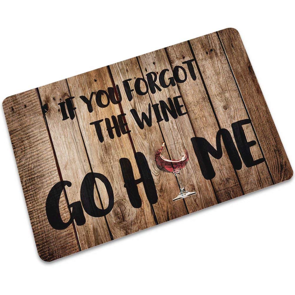 YQ Park Washable Indoor/Outdoor Door Mat - Low Profile Rectangular Entrance Rug with 'If You Forgot The Wine Go Home' Design | Perfect for Front Porch, Patio, Entryway & Home Decor