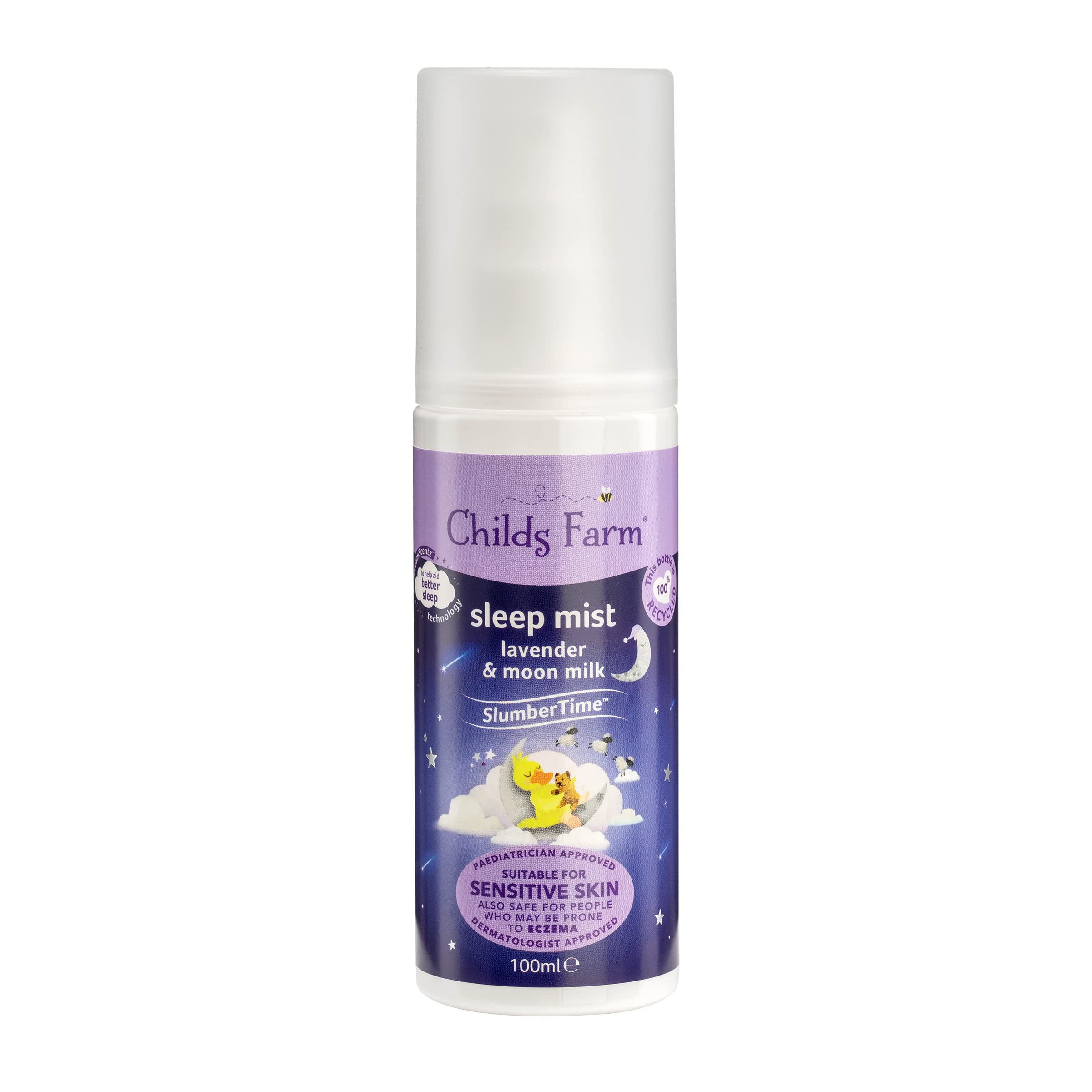 Child's Farm SlumberTime Sleep Mist - Lavender & Moon Milk for Babies with Dry, Sensitive, Eczema-Prone Skin | 100ml | Calming Bedtime Routine, Nursery Relaxation, Baby Sleep Aid