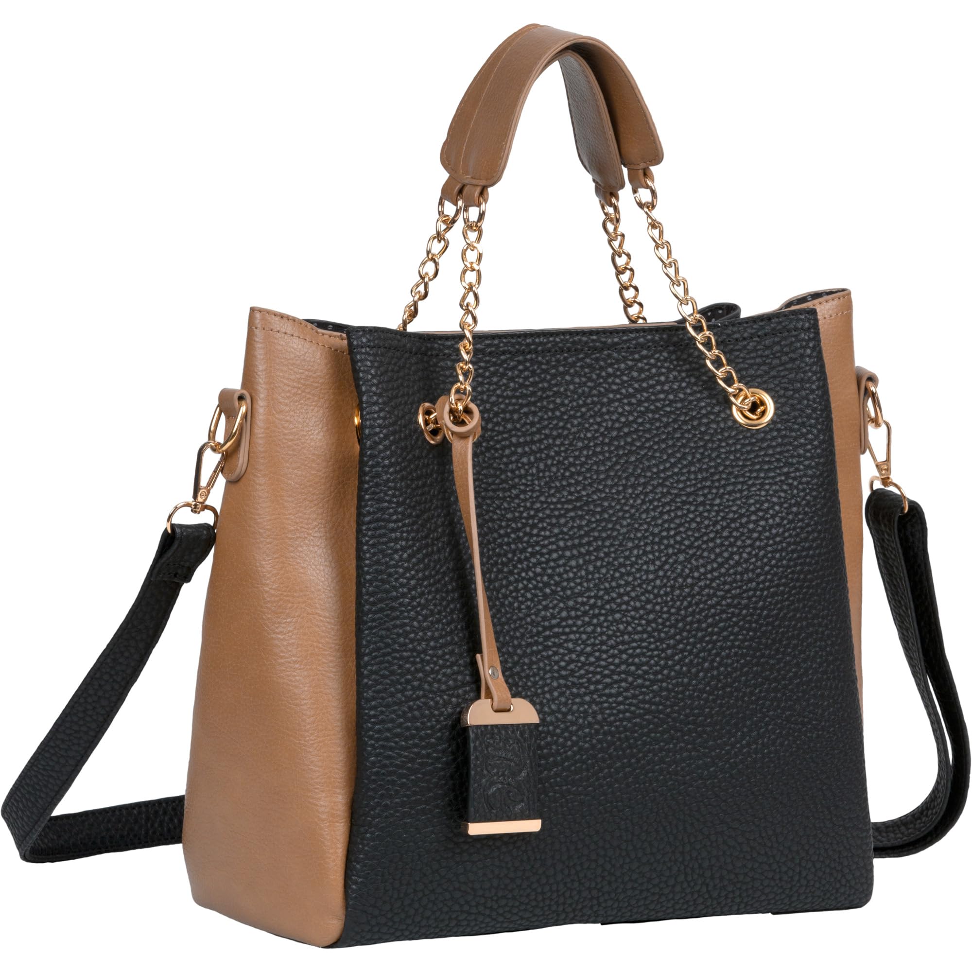 Bulldog Concealed Carry Tote Bag with Holster - Black & Tan for Women | Stylish & Functional Everyday Purse for Travel, Shopping & Work