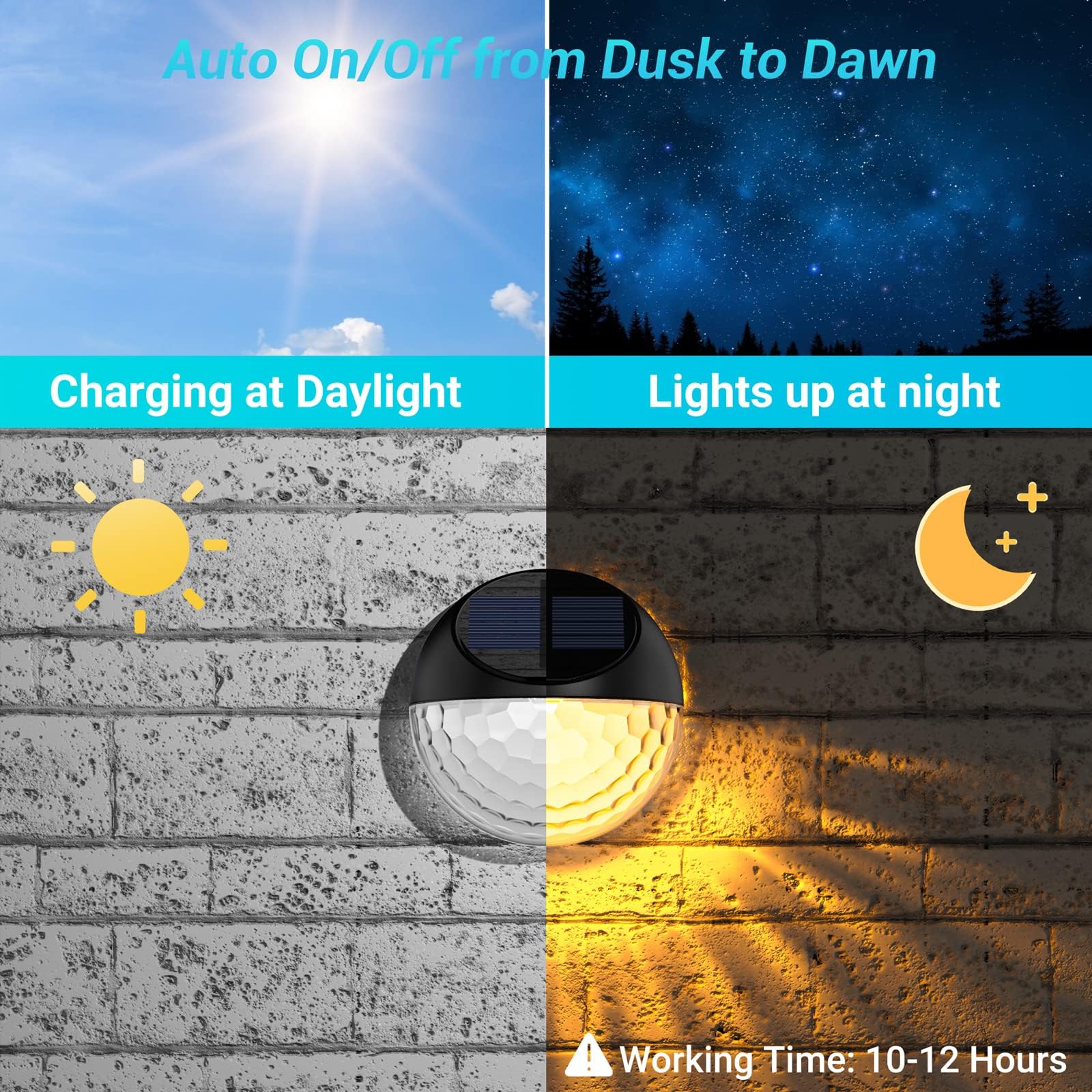 **Quntis 4Pack Solar Lights Outdoor, IP65 Waterproof LED Solar Fence Lights with Auto On/Off, Warm White Solar Garden Lights for Wall, Deck, Post, Patio, Yard, Stairway, Path, Porch – Perfect for Landscape Lighting & Nighttime Safety**