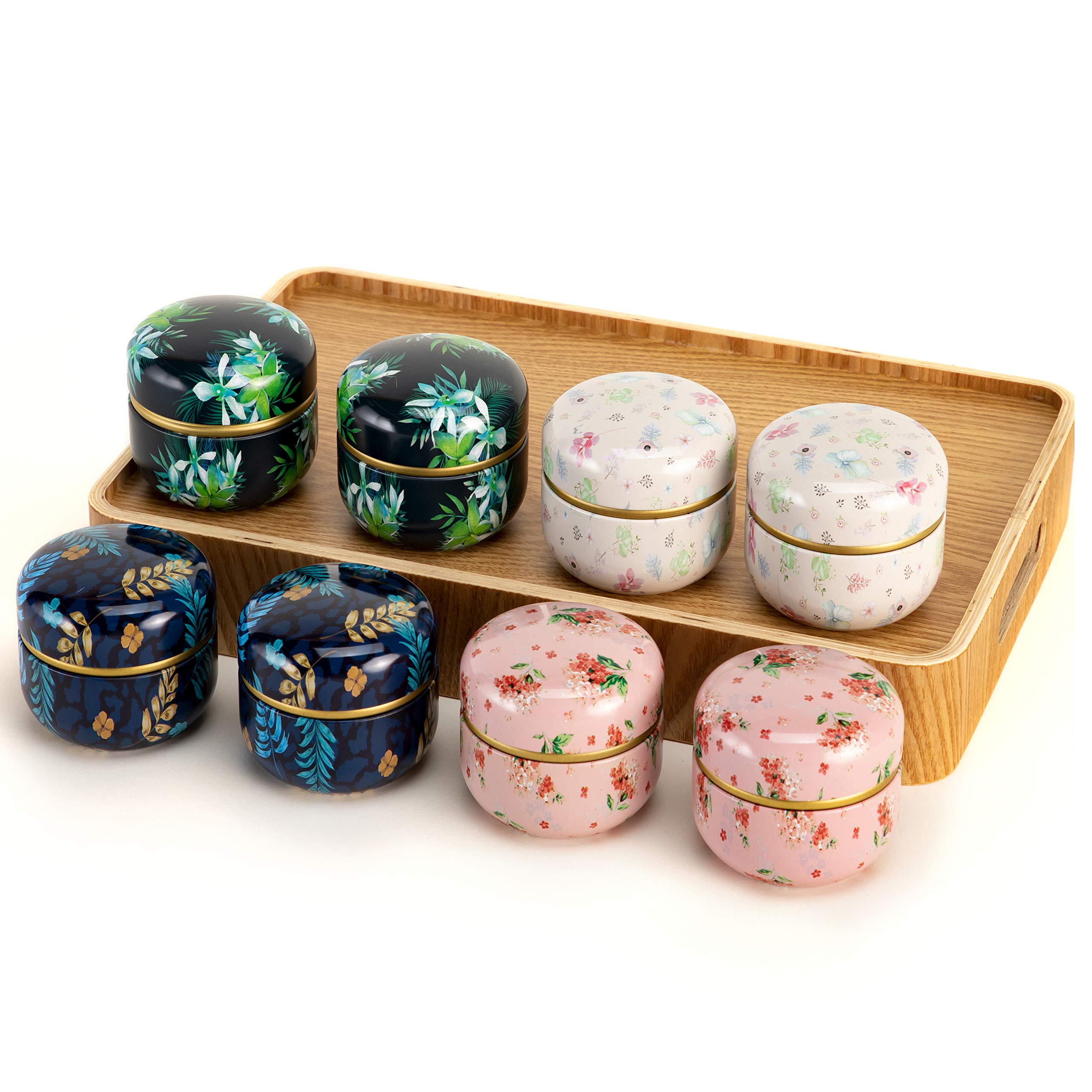 Premium Airtight Tea Storage Containers - 8-Pack WEMEGA Tea Tins for Loose Leaf Tea, Coffee, Candy, Chocolate, Sugar & Spices | Keeps Dry & Fresh | Ideal for Kitchen, Pantry & Gift Giving