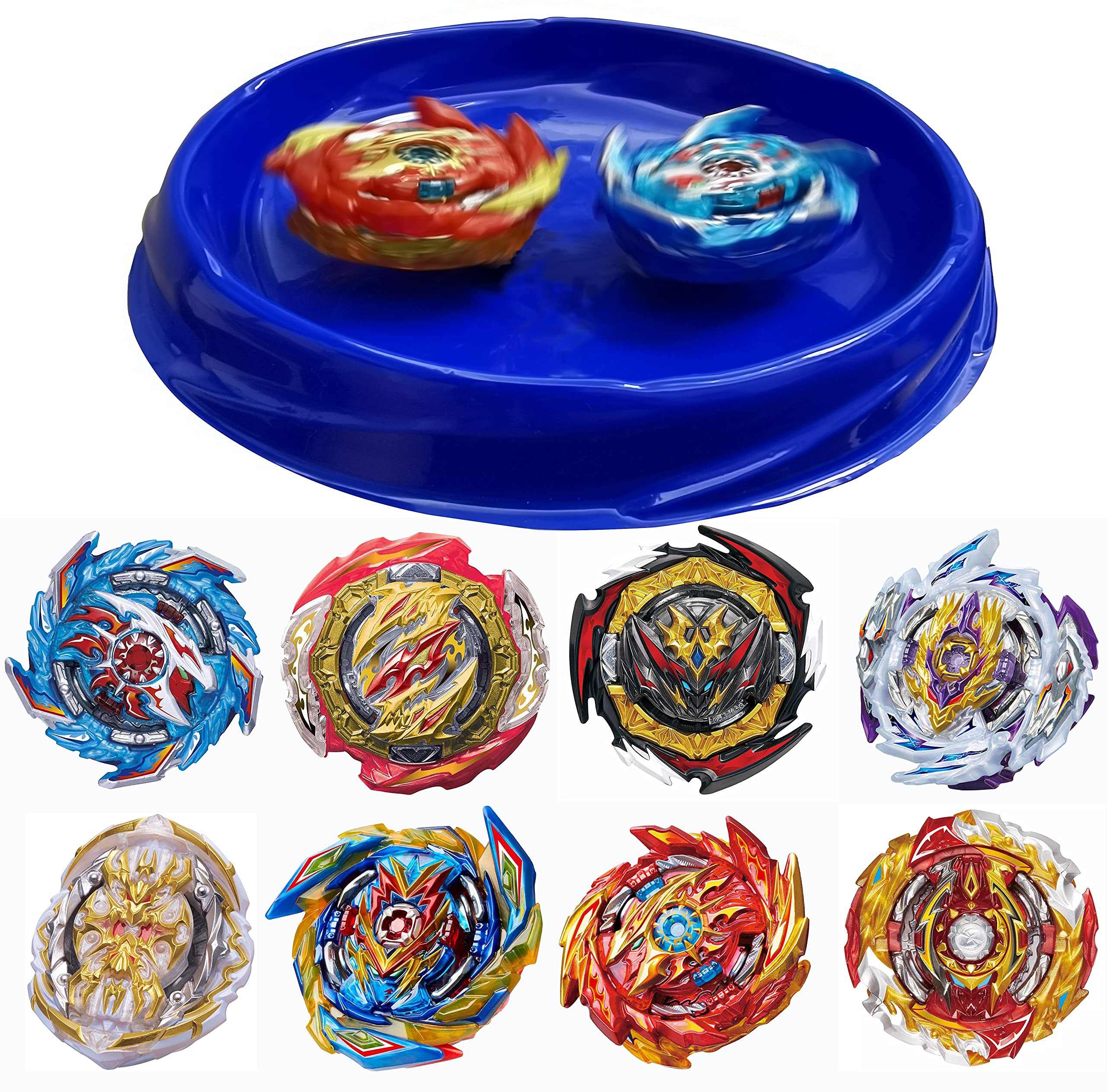 Beyblade Burst Metal Fusion Battle Top Set - 8 Gyro Attack Tops, 3 Two-Way Launchers & Arena for Epic Battles | Perfect Birthday Gift for Boys & Kids Ages 6-8+ | Includes Storage Box & 2 Handles | Great for Competitive Play & Indoor Games