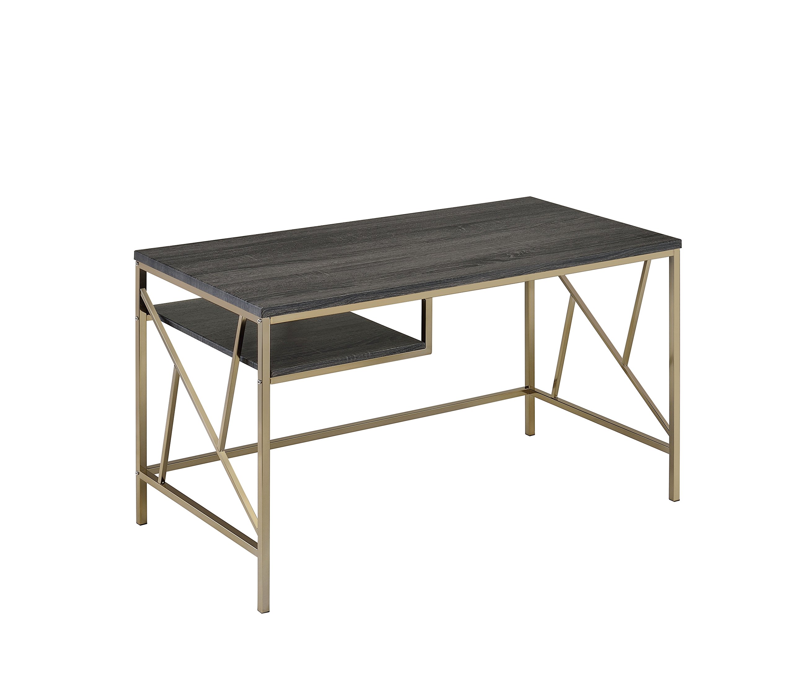 Furniture of America Tisa Contemporary Metal Desk in Champagne - Modern Home Office & Study Desk for Small Spaces, Dorm Rooms & Workspaces