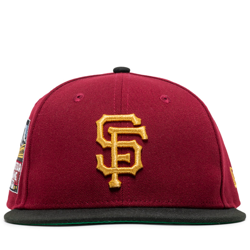 New Era x Politics San Francisco Giants 59FIFTY Fitted Cap - Cardinal/Black - Official MLB Baseball Hat for Men & Women - Perfect for Games, Streetwear & Fan Collections