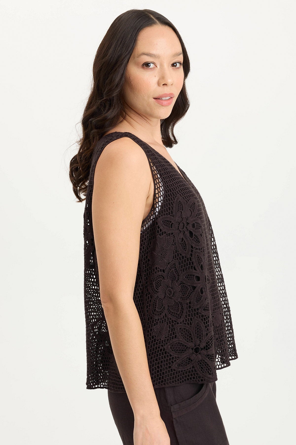Chariss Crochet V Neck Tank Top for Women - Summer Boho Lace Knit Cami Top - Perfect for Beach, Vacation & Casual Outfits
