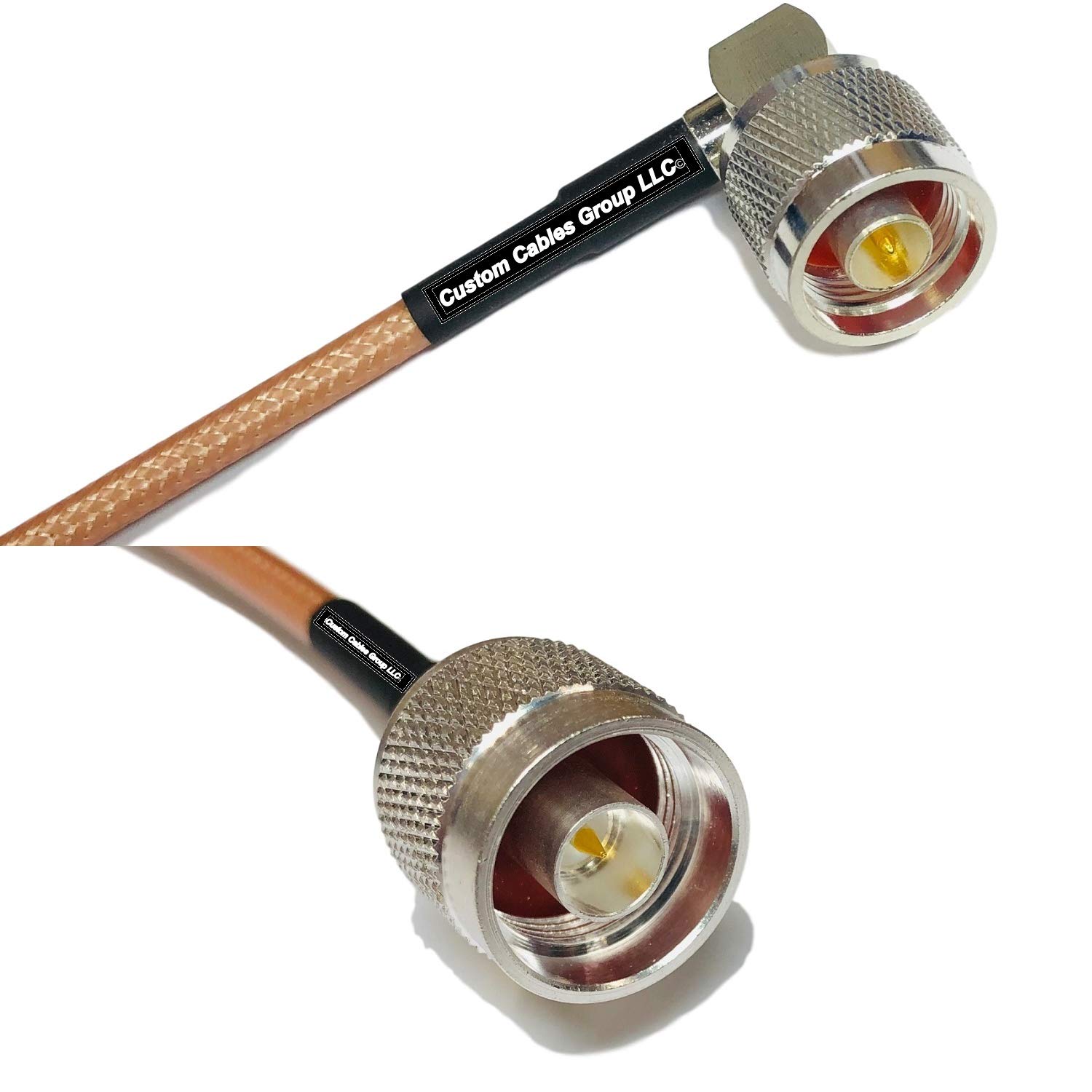 25ft RG142 N Male to N Male Right Angle Coaxial Cable - High Frequency RF Cable for Ham Radio, Antennas, and Wireless Communication Equipment