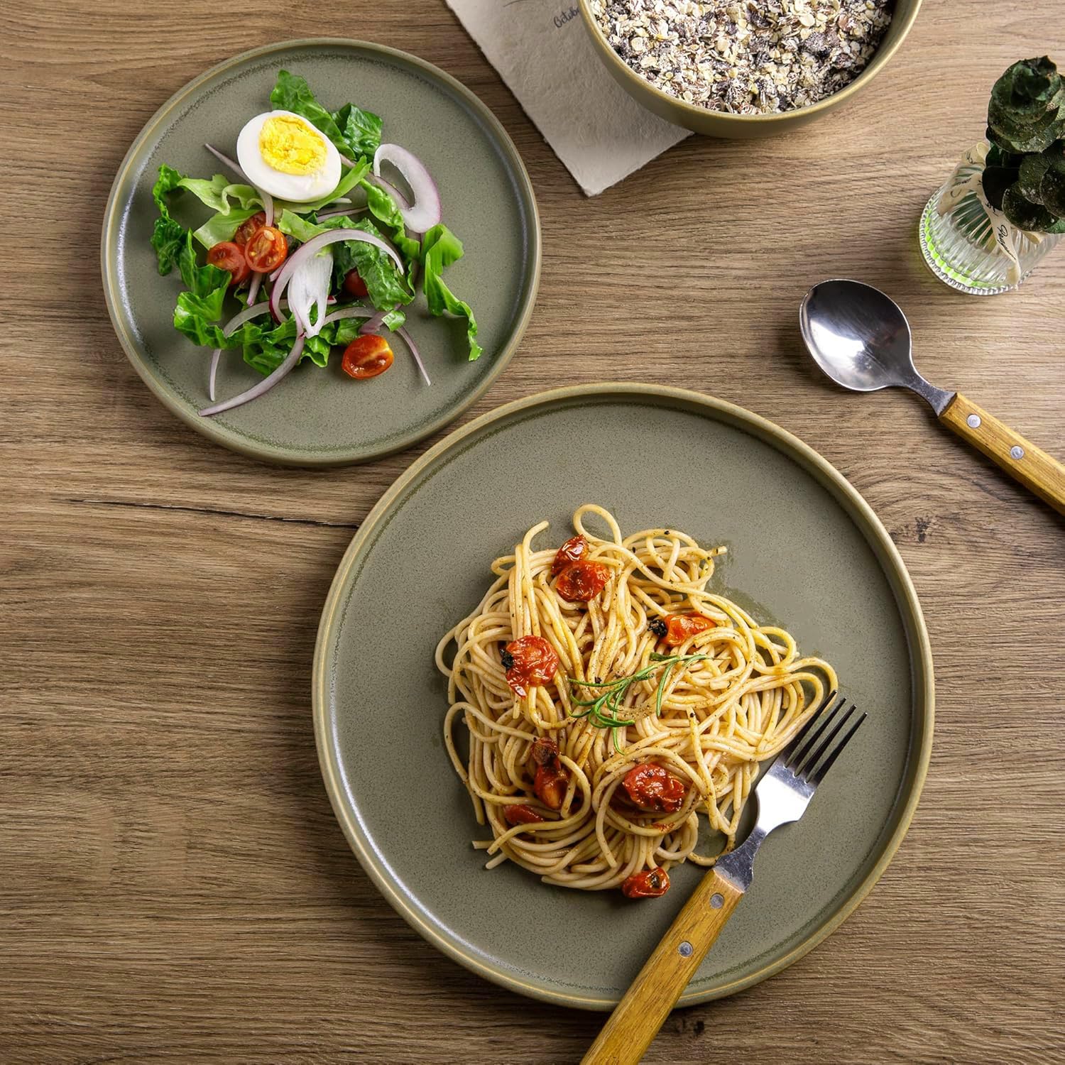 AmorArc 12-Piece Stoneware Dinnerware Set for 4 - Chip Resistant & Microwave Safe for Everyday Dining