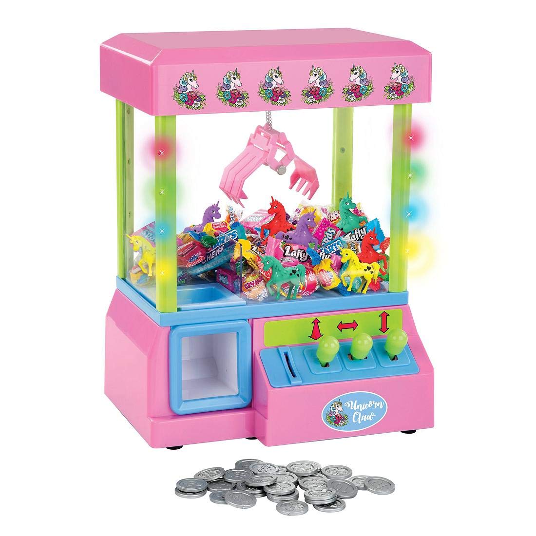 Unicorn Claw Machine with LED Lights & Stuffed Toys - Fun Arcade Prize Game for Kids Birthday Parties & Carnival Events