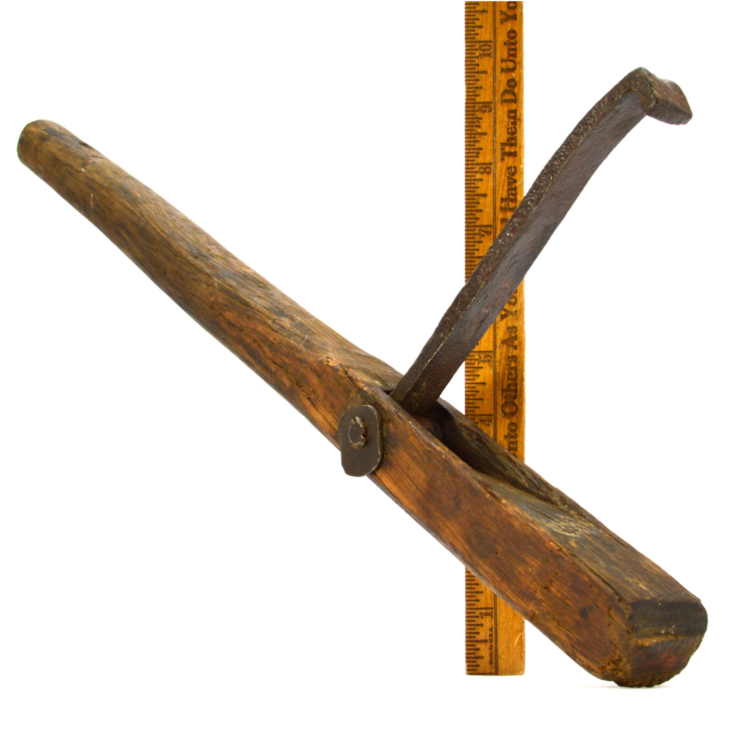 Antique 19th Century Cooper's Hoop Dog Barrel Maker Lever Hook Primitive Tool - Vintage Woodworking & Barrel Making Tool for Collectors & DIY Enthusiasts