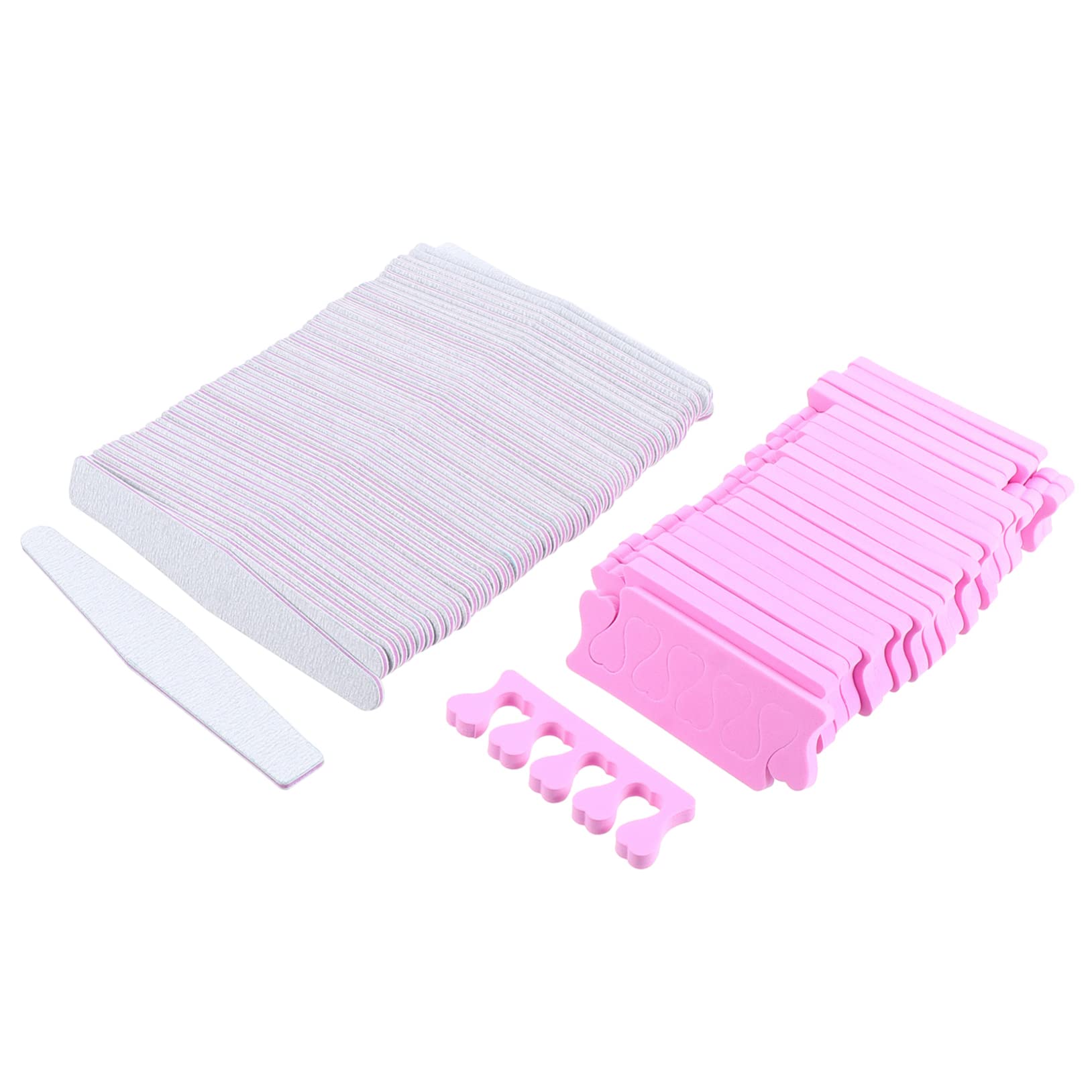 100PCS Soft Pink Toe Separators for Nail Art & Pedicure - Professional Manicure Tools Kit with Nail Spacers, Finger Dividers & Emery Boards - Perfect for Salon, Home Use & Shoe Stretching