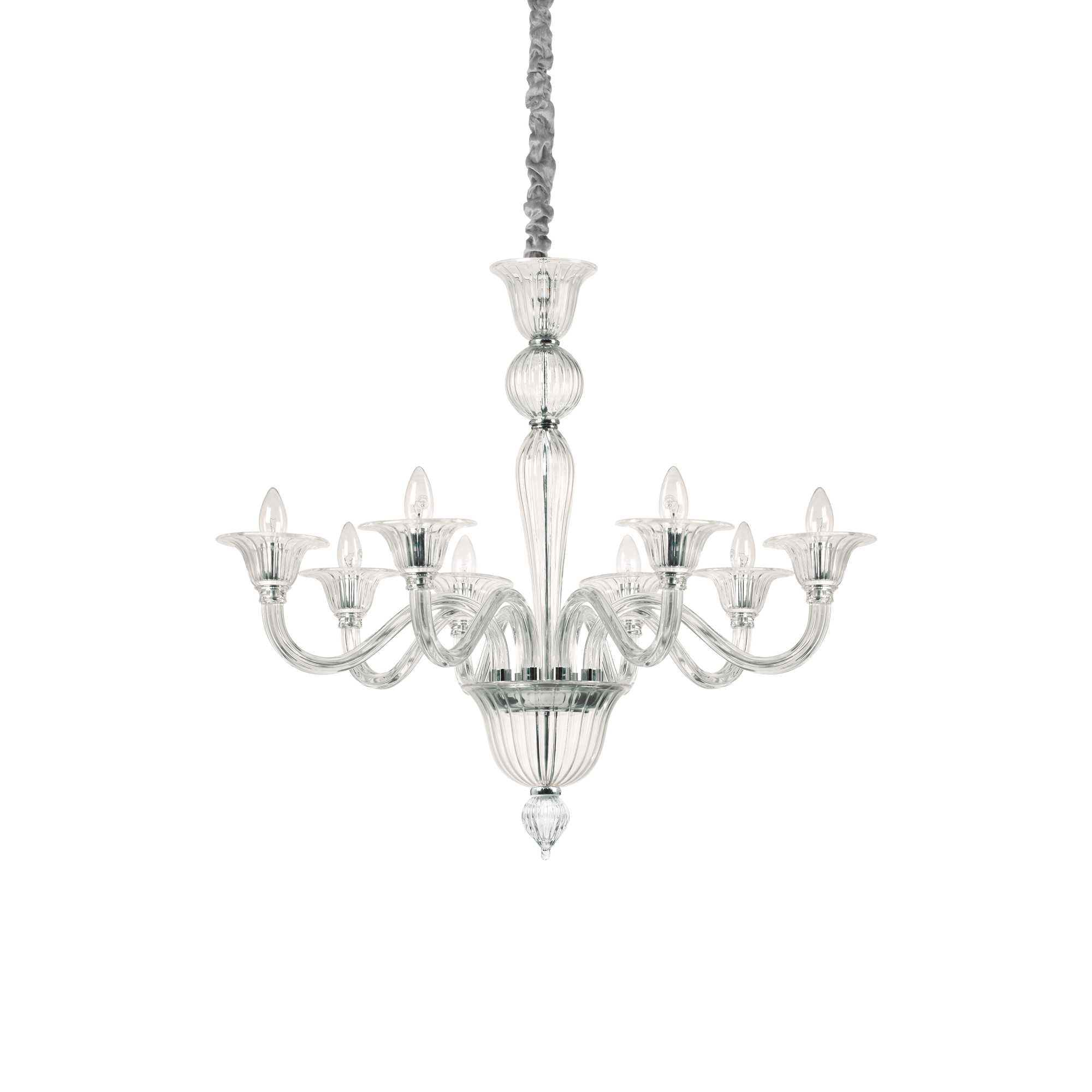 Brigitta 8/12 Light Center Ceiling Light Fixture in Amber/Transparent Finish - Perfect for Living Room, Dining Room, or Bedroom Lighting