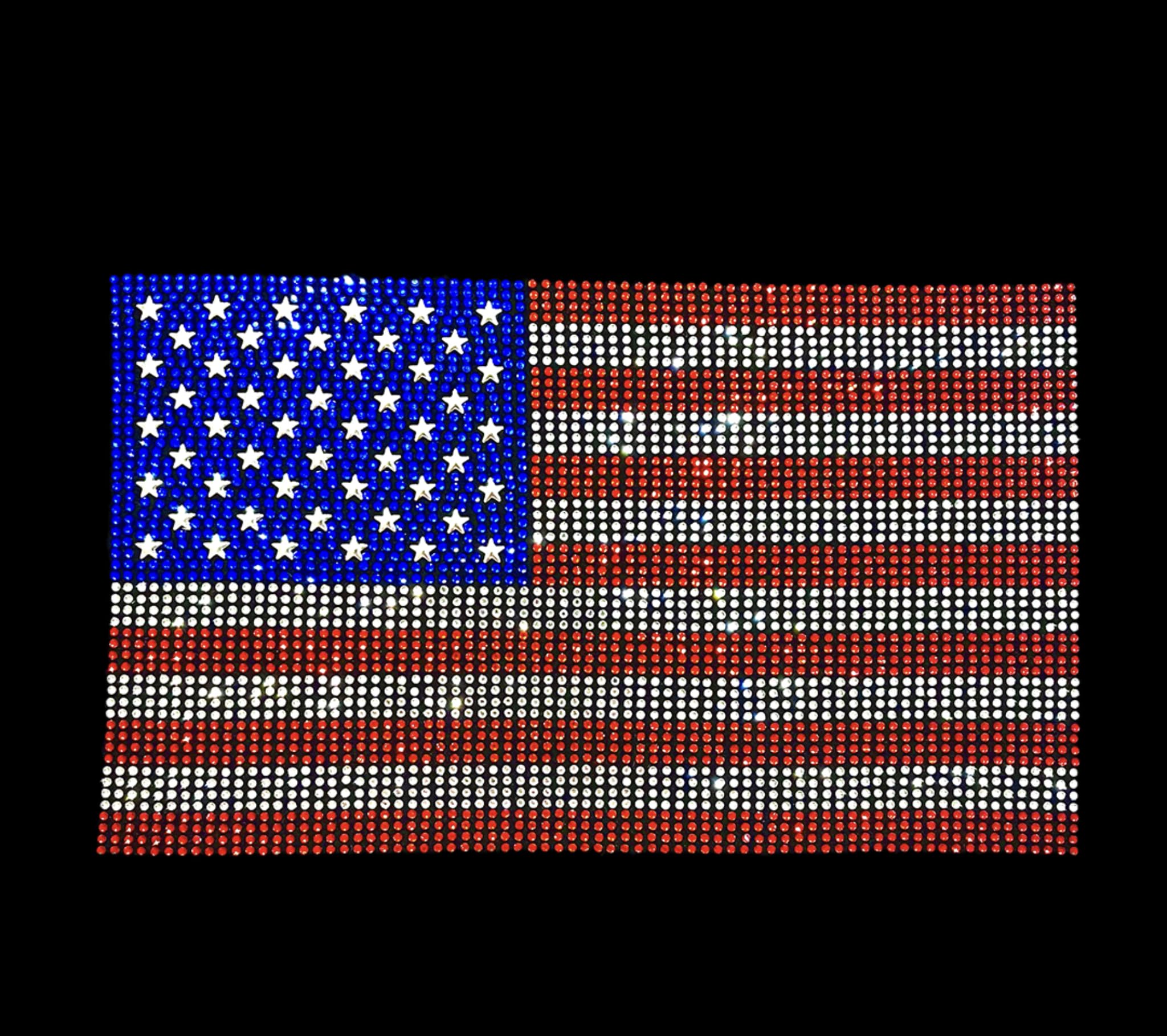 USA Rhinestone Heat Transfer Flag Design - Custom Hot Fix Patriotic Flag for DIY Crafts, T-Shirts & Apparel Decoration