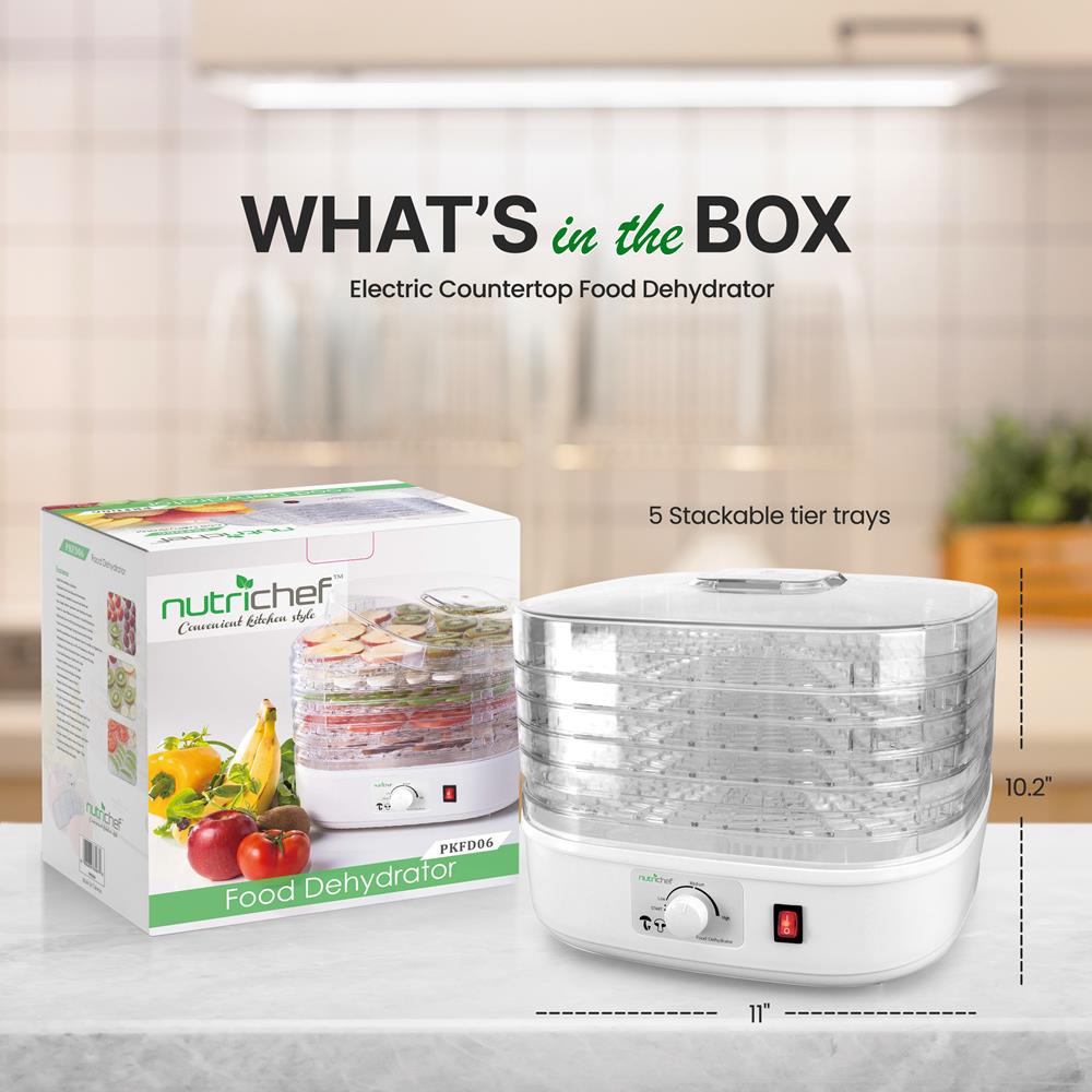 Compact Countertop Food Dehydrator for Fruits, Vegetables & Jerky - Energy Efficient Drying Machine for Healthy Snacks, Camping & Meal Prep