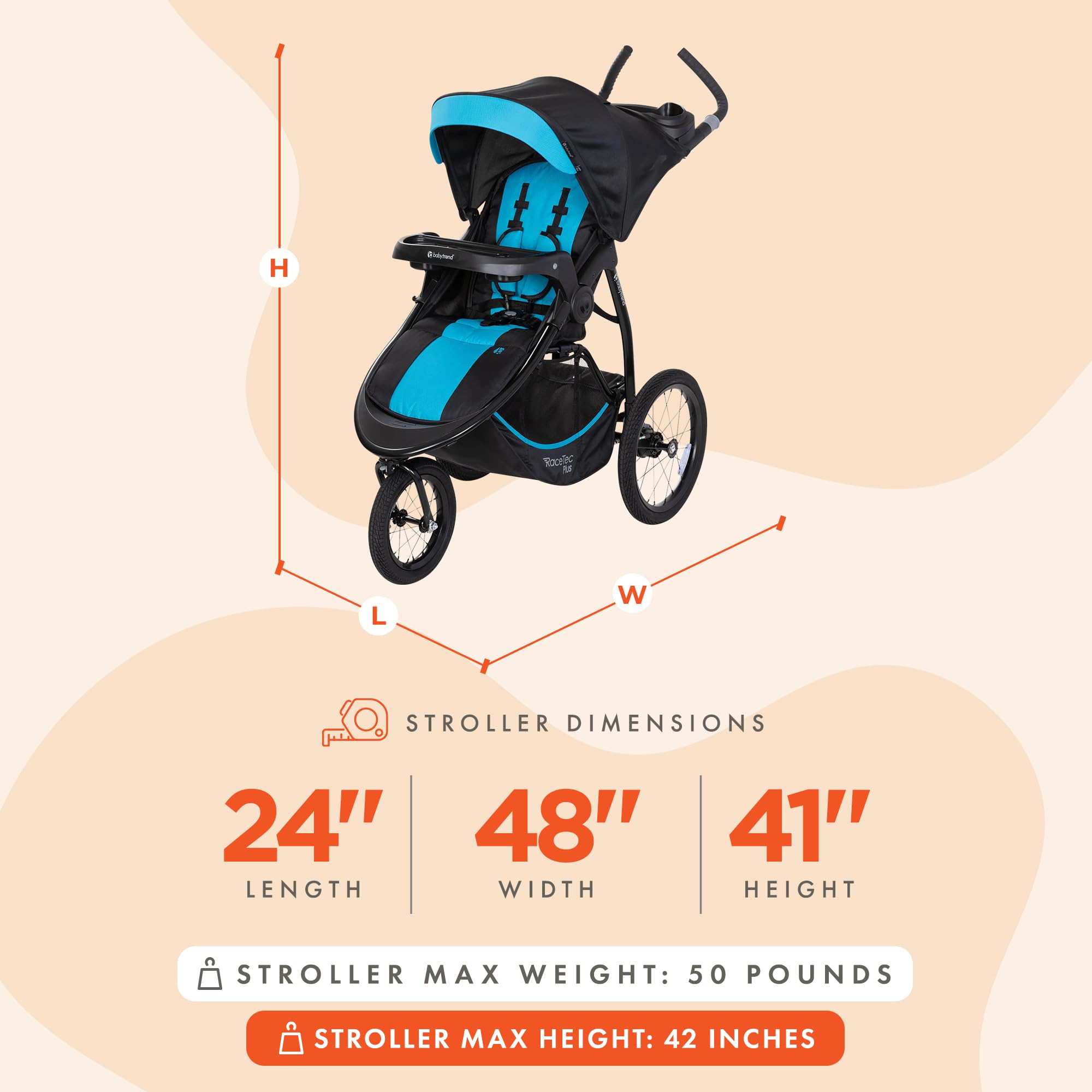 Baby Trend Expedition® Race Tec™ Plus Jogger Stroller - Ultra Marine Blue | Lightweight All-Terrain Jogging Stroller for Active Parents | Perfect for Running, Hiking & Outdoor Adventures with Baby